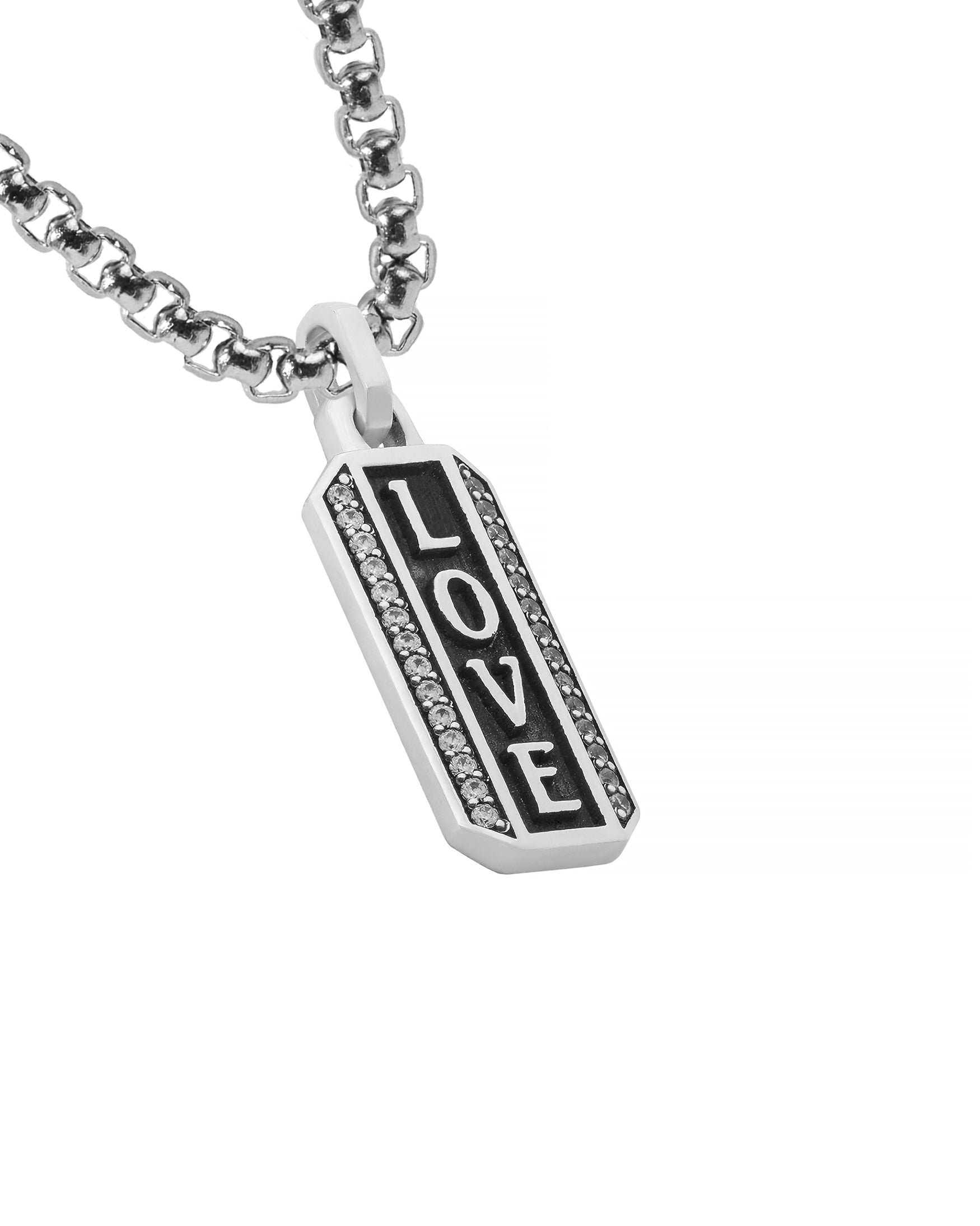 LOVE Promise Necklace with Diamonds CZ Sterling Silver