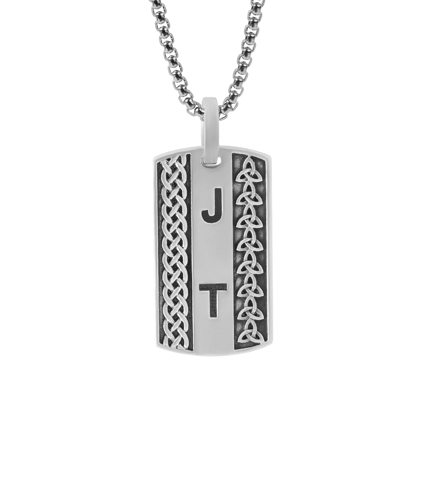 Silver Initial Pendant Necklace Celtic Trinity & Knots
