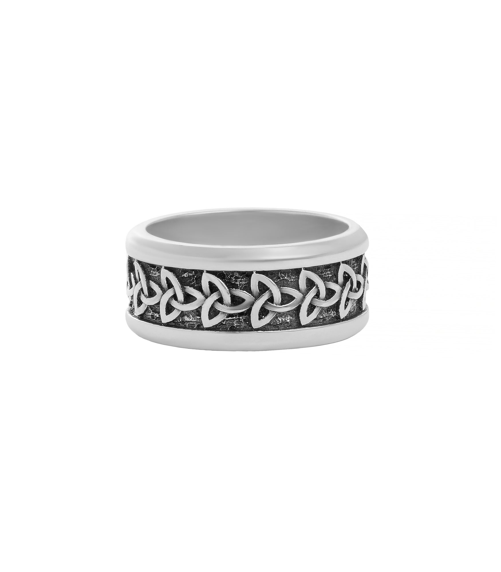 Wide Silver Celtic Wedding Ring with Infinite Triquetra