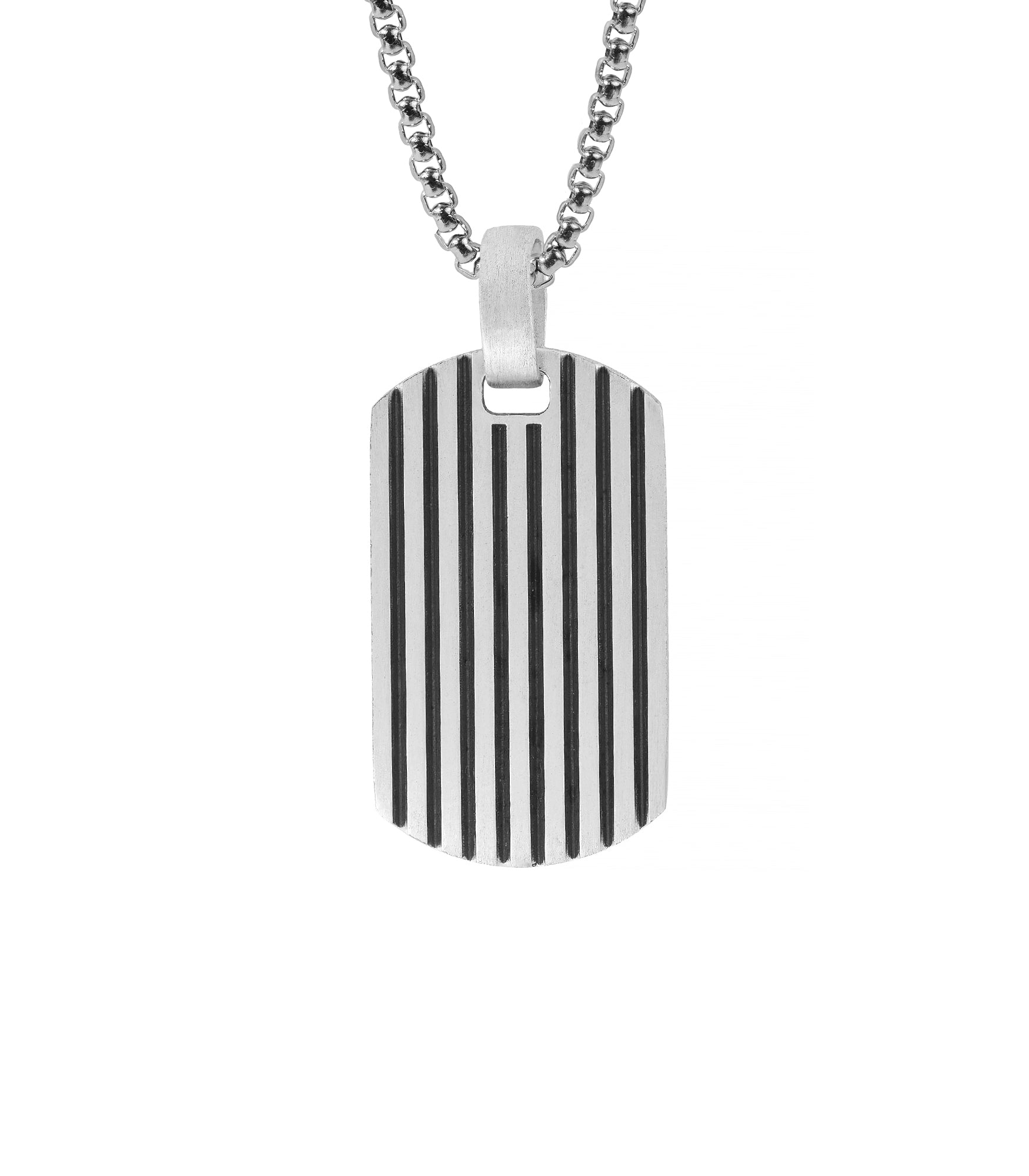 Mens Engraved Dog Tag Pendant Silver Military Design