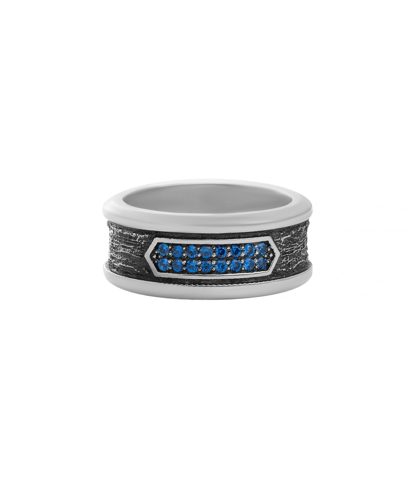 Engagement Ring for Men Blues Stones Oxidized Silver