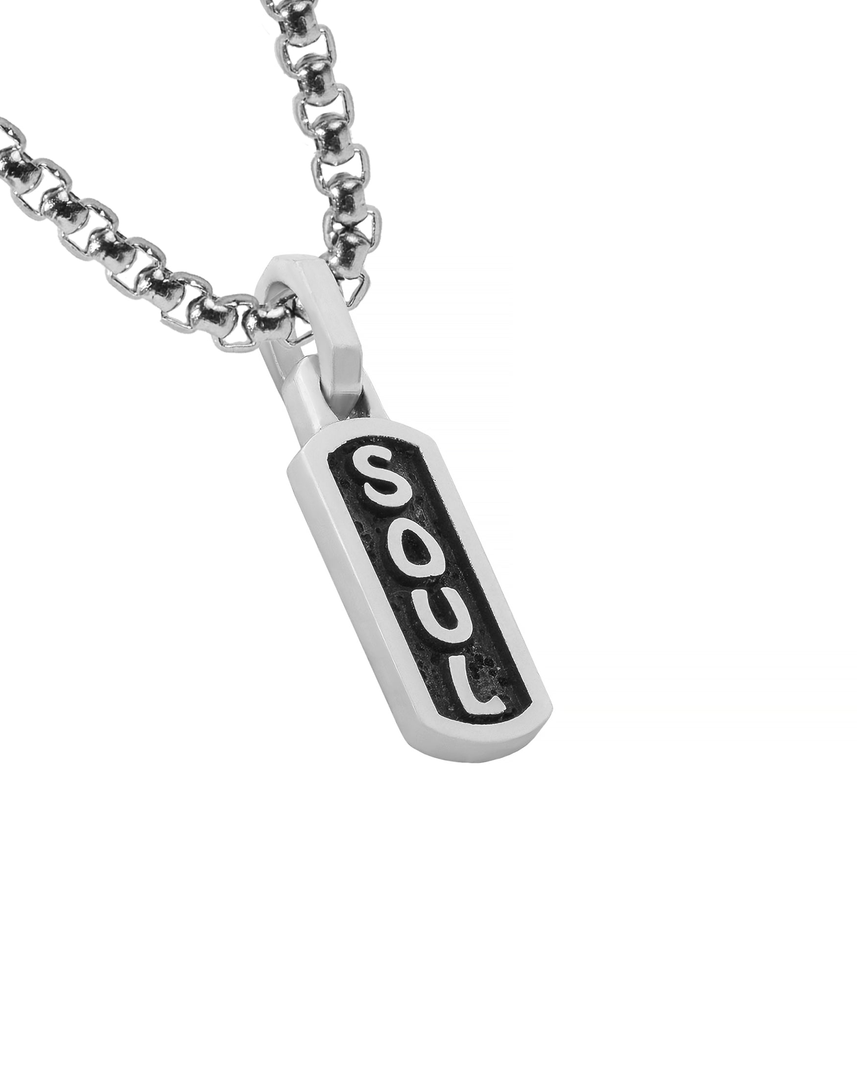 Small Talisman Necklace Pendant with Engraved Word SOUL