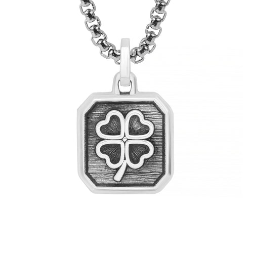 Outlined Clover Pendant Necklace Sterling Silver