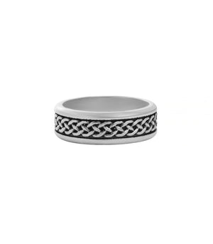 Mens Celtic Knot Ring Band Plain and Oxidized Silver