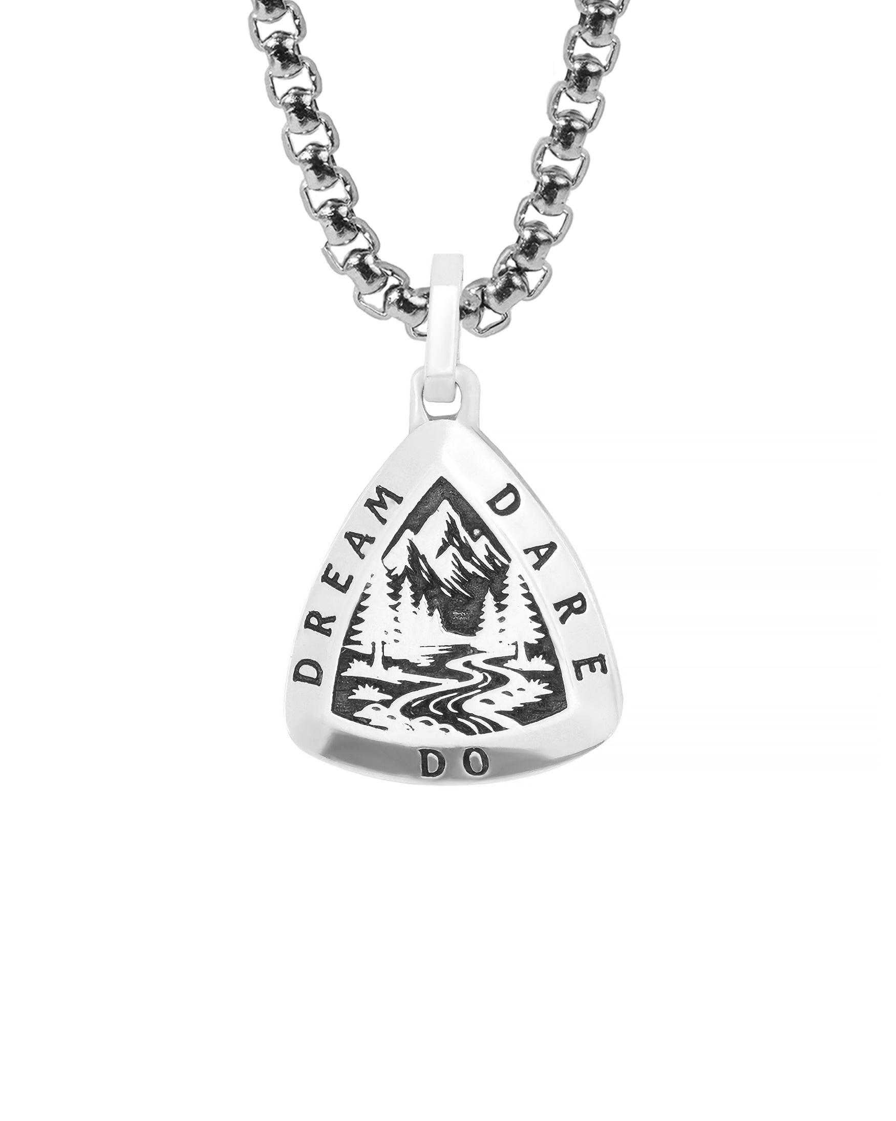 Mountains & Forest Motivational Necklace Dream Dare Do
