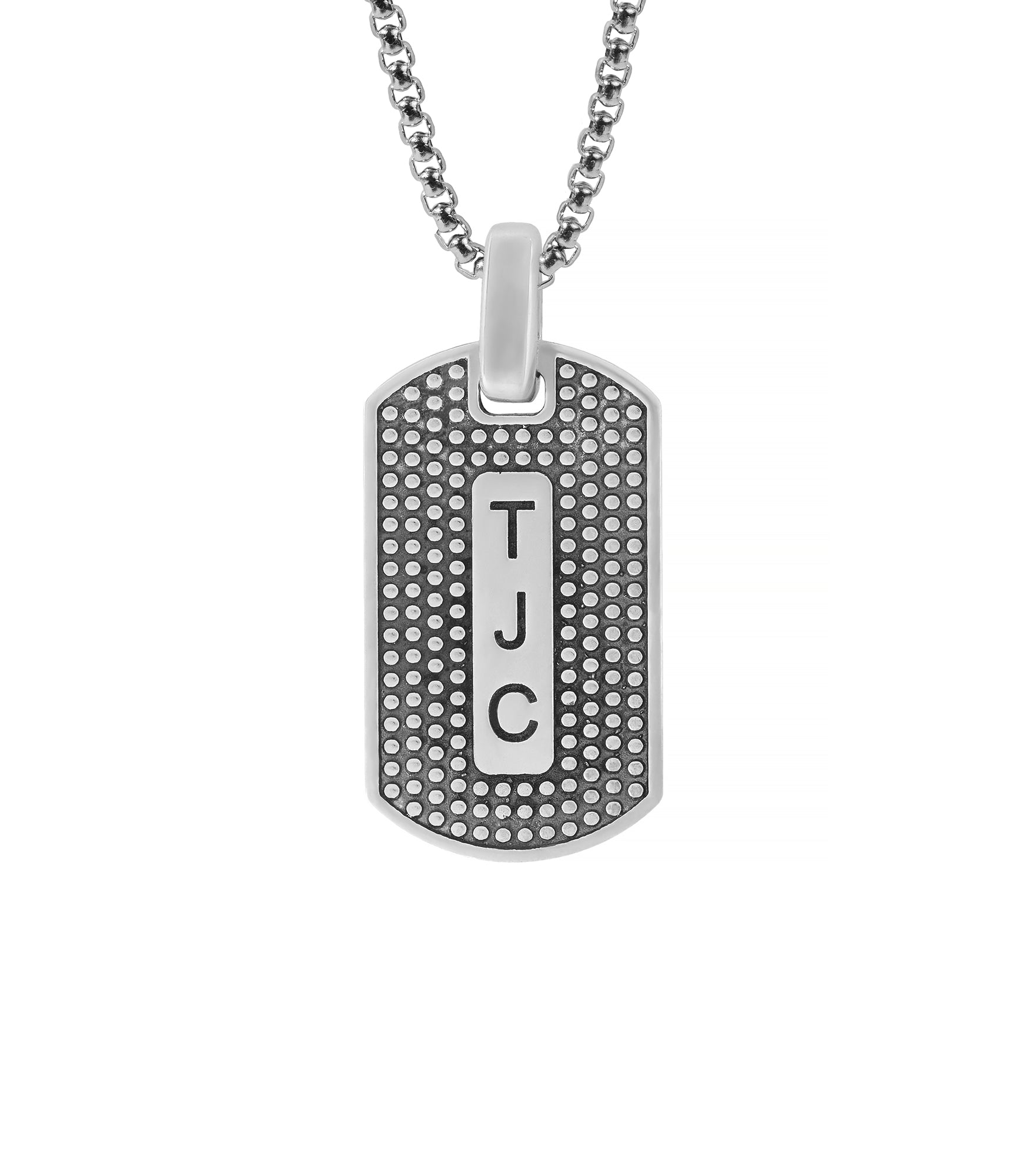 Mens Modern Custom Initials Pendant Necklace Silver