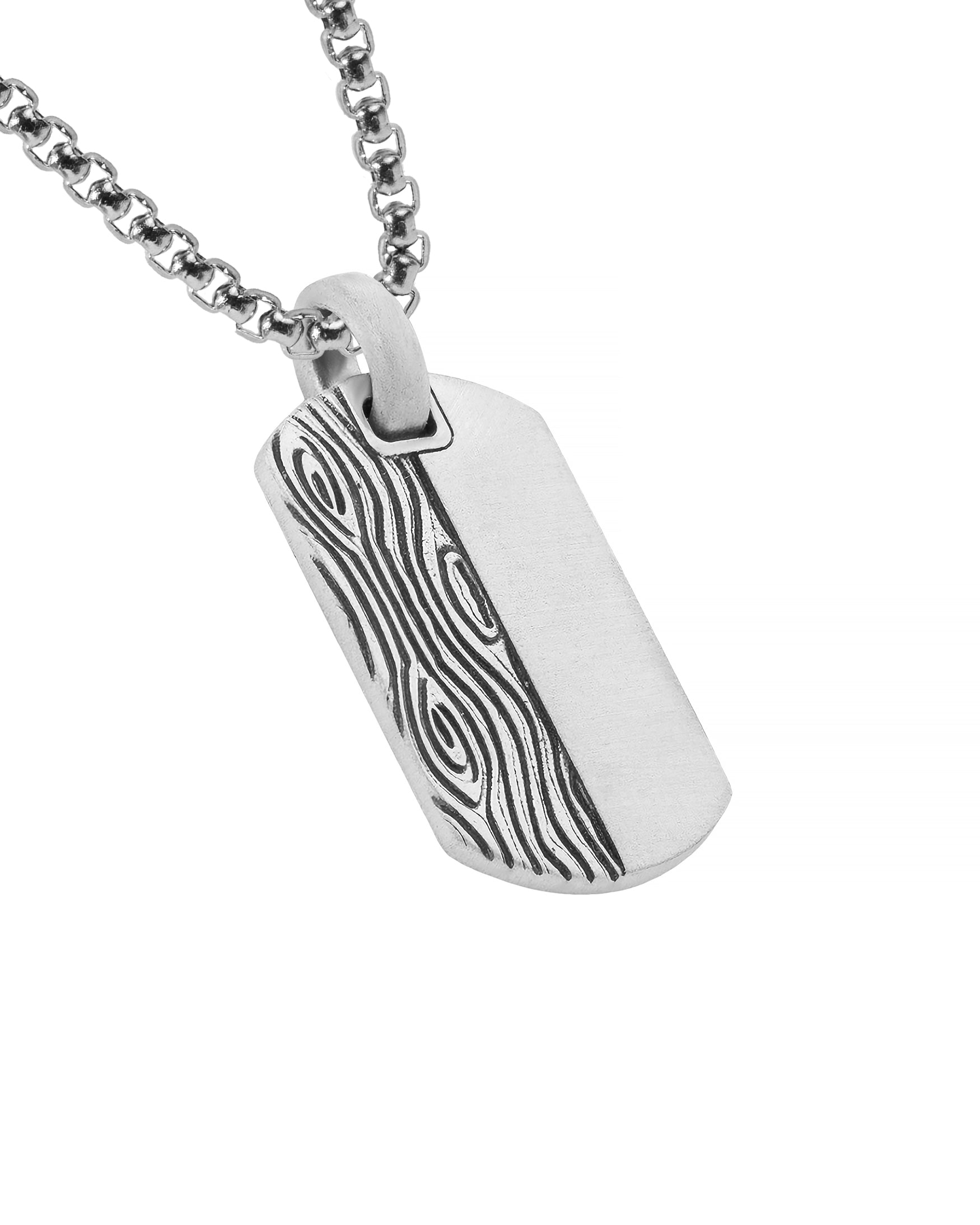 Double Textured Silver Dog Tag Tree and Plain