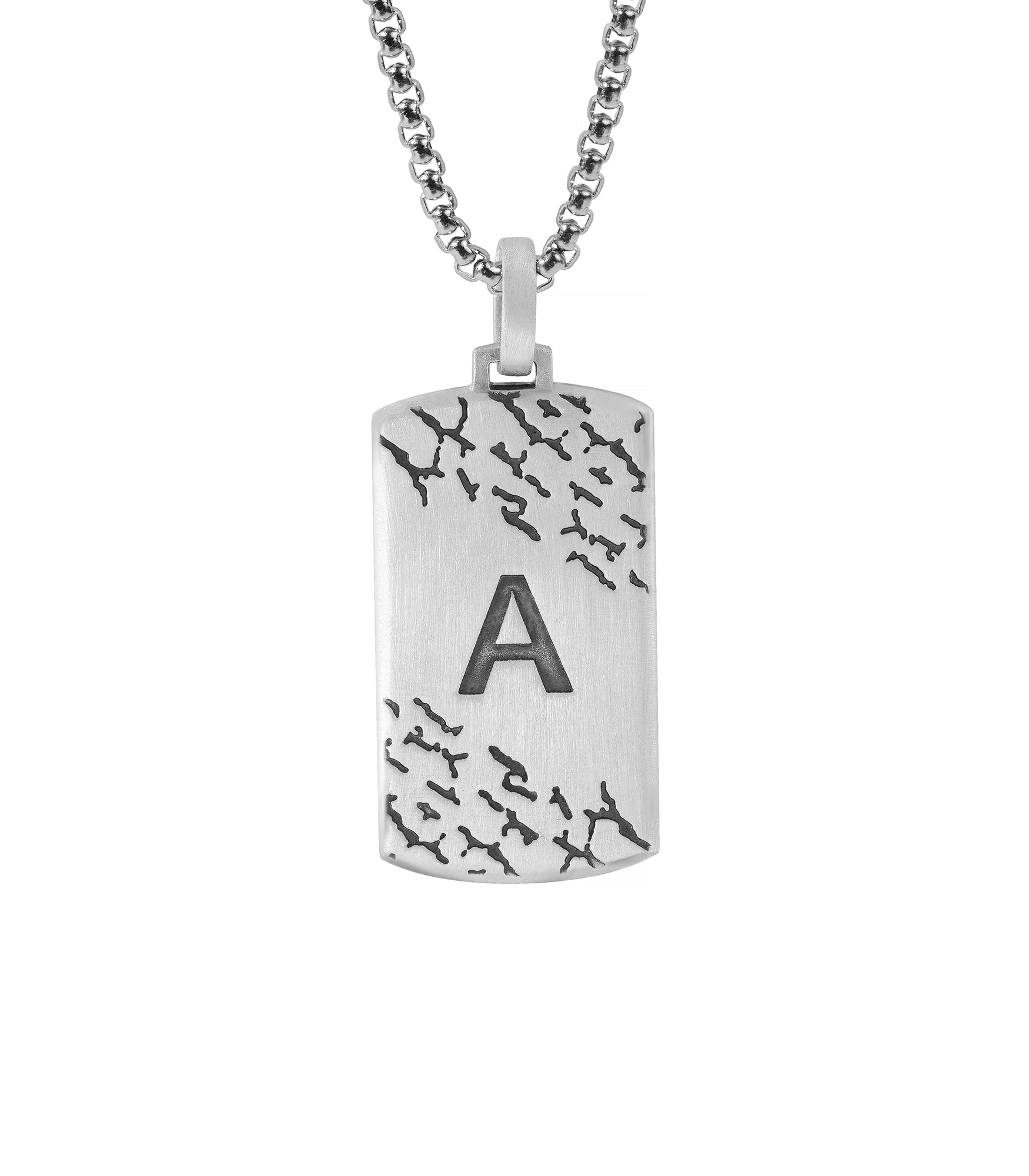 Brutal Engraved Letter Pendant for Men in Silver