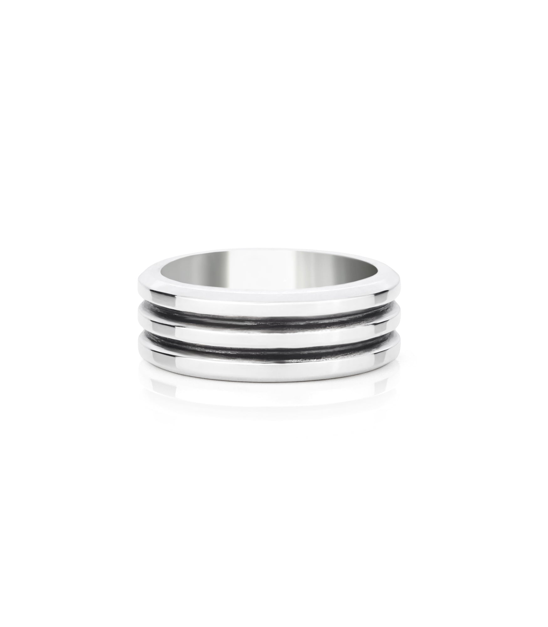 Mens Wide Sterling Silver Ring Bold Contoured Texture