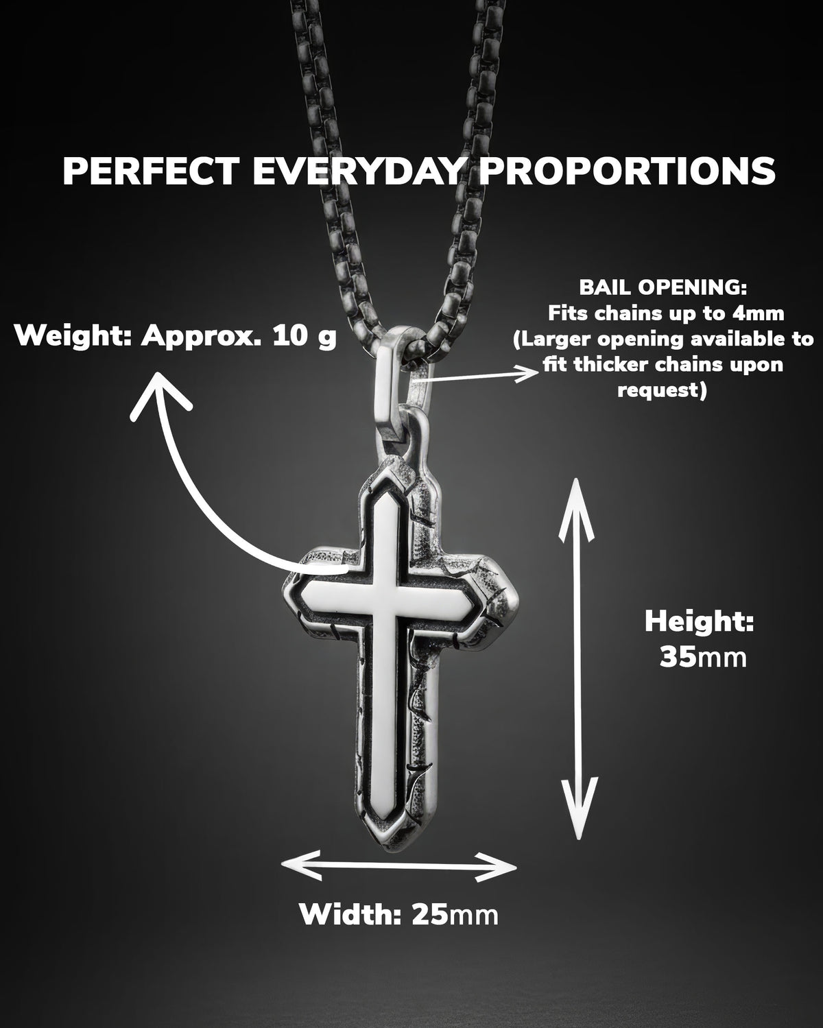 Layered Silver Cross Necklace with Textured Border
