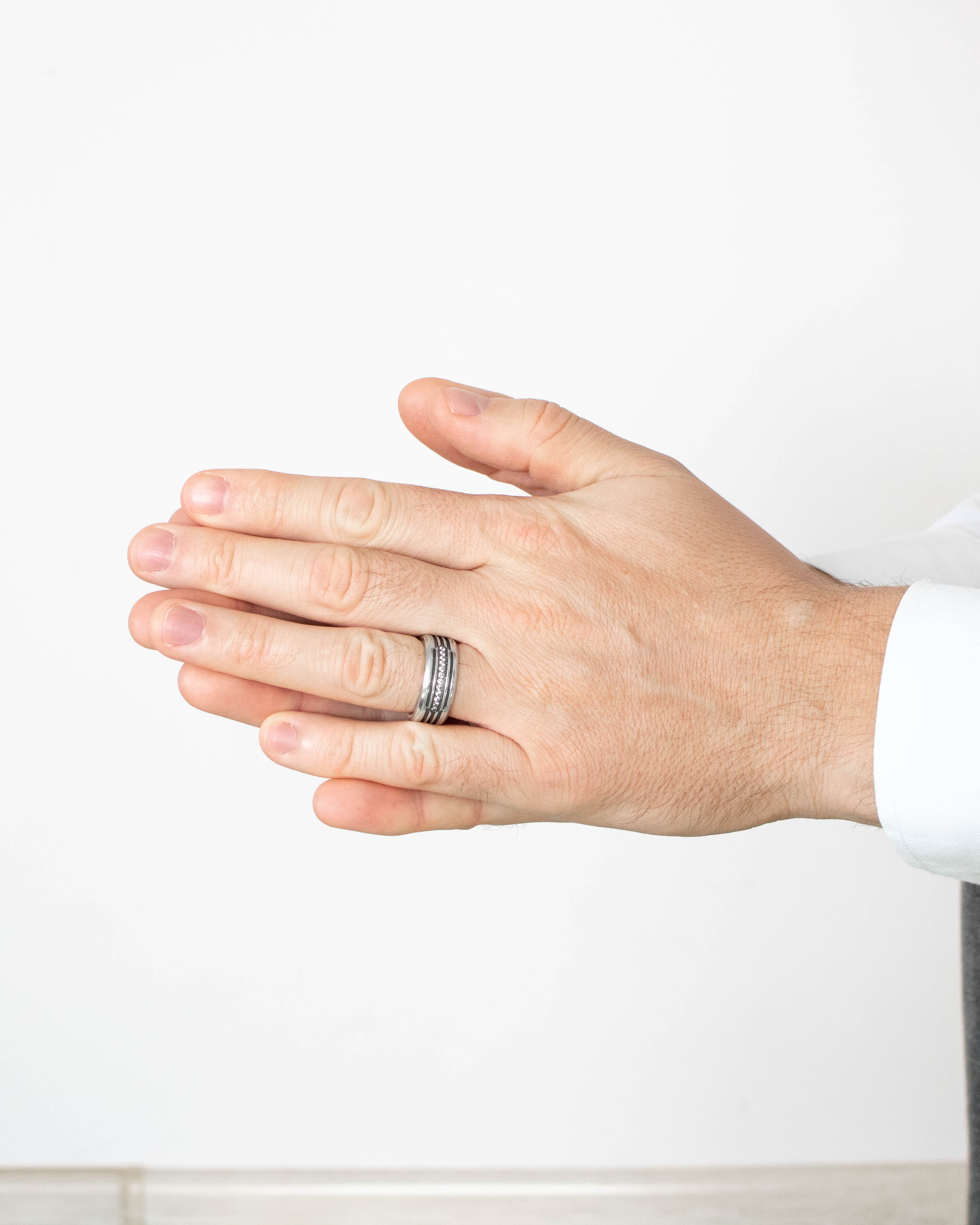 Designer Engraved Mens Engagement Band with Diamonds