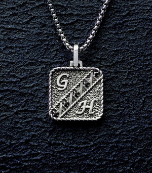 Mens Vintage Style Initial Necklace Black Diamodns