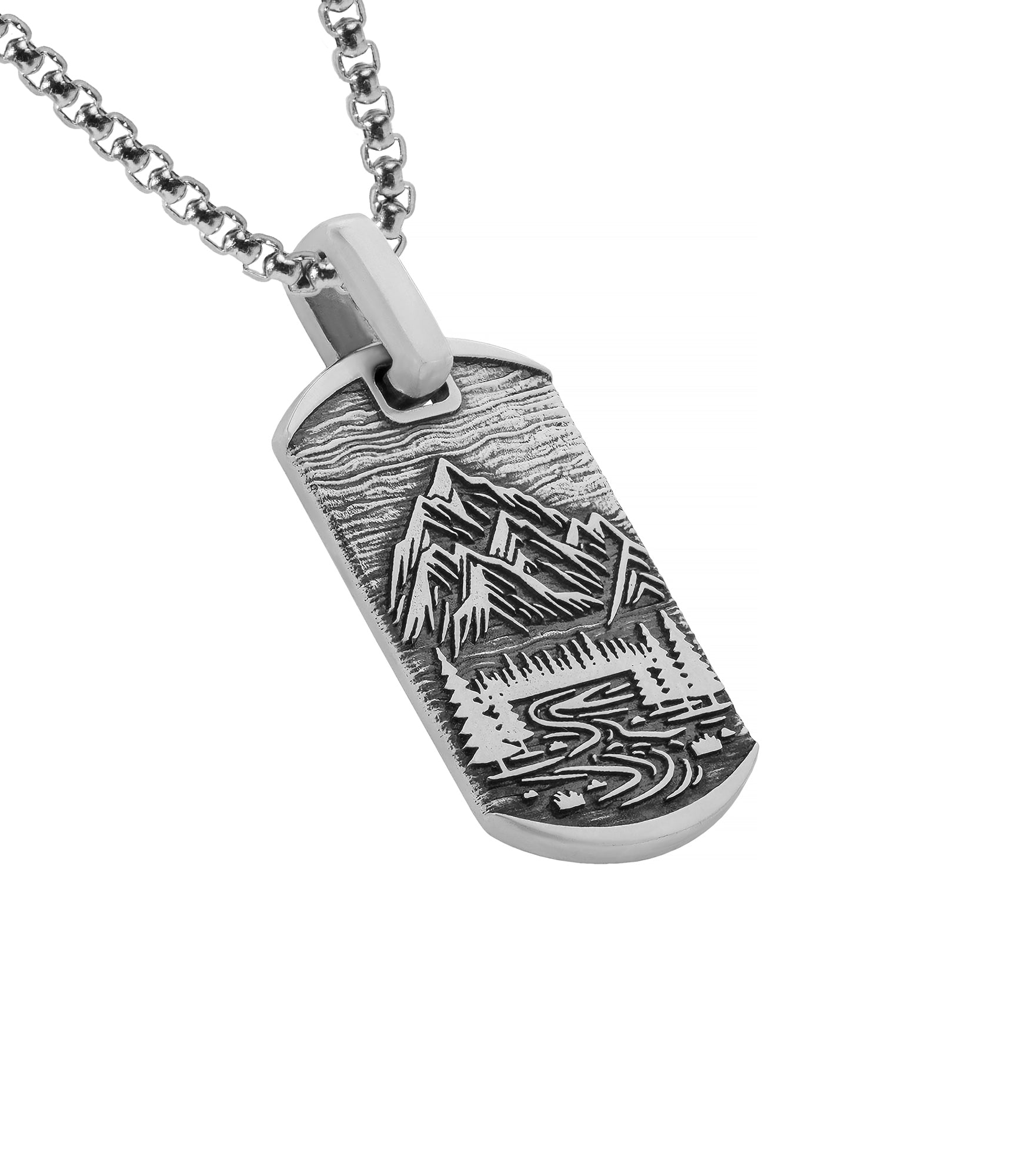 Mountains and Forest Nature Pendant Sterling Silver