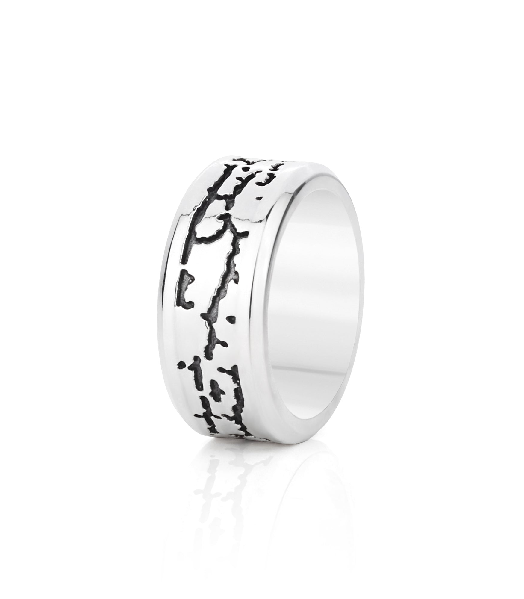 Mens Chunky Masculine Wedding Band Distressed Texture