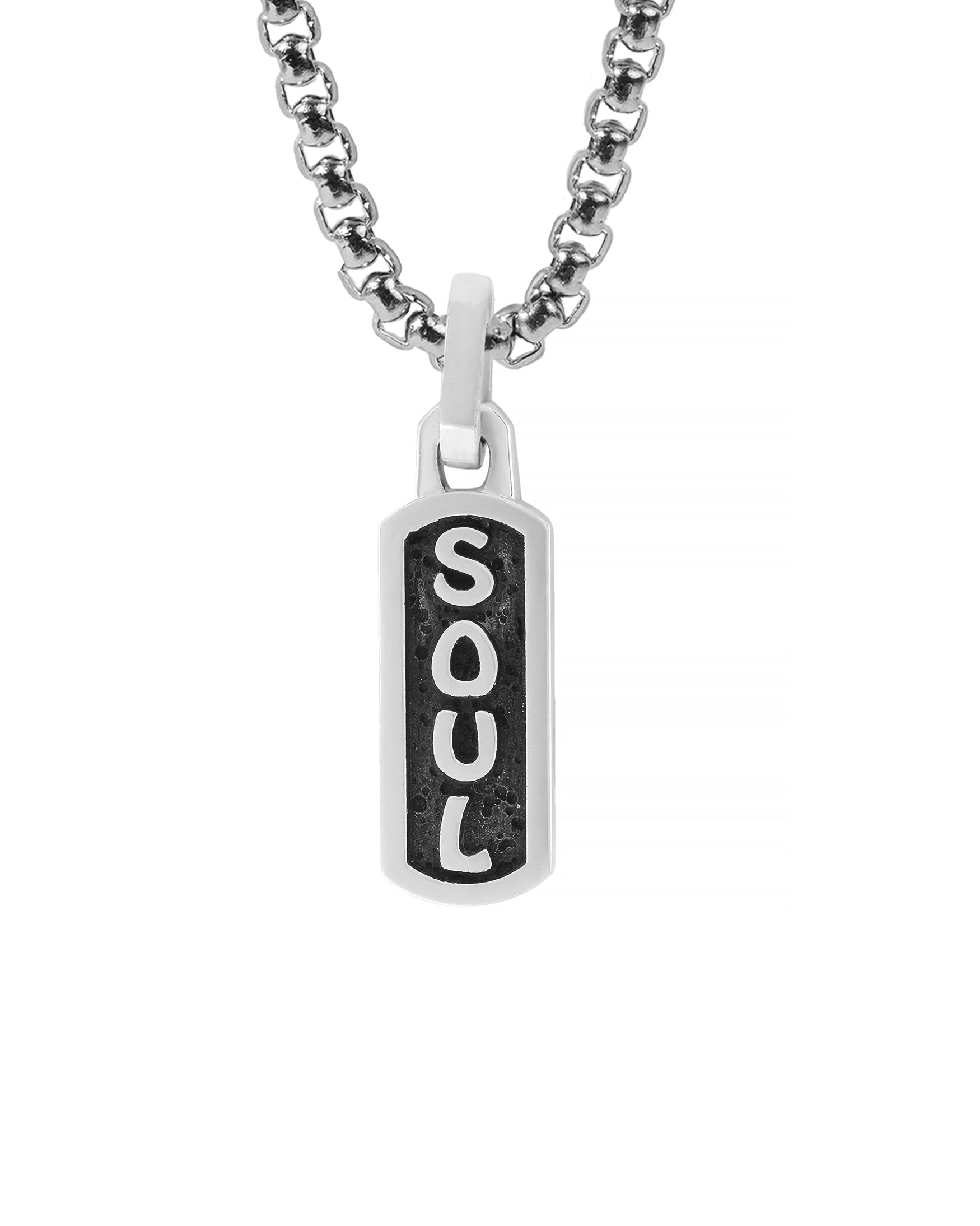 Small Talisman Necklace Pendant with Engraved Word SOUL