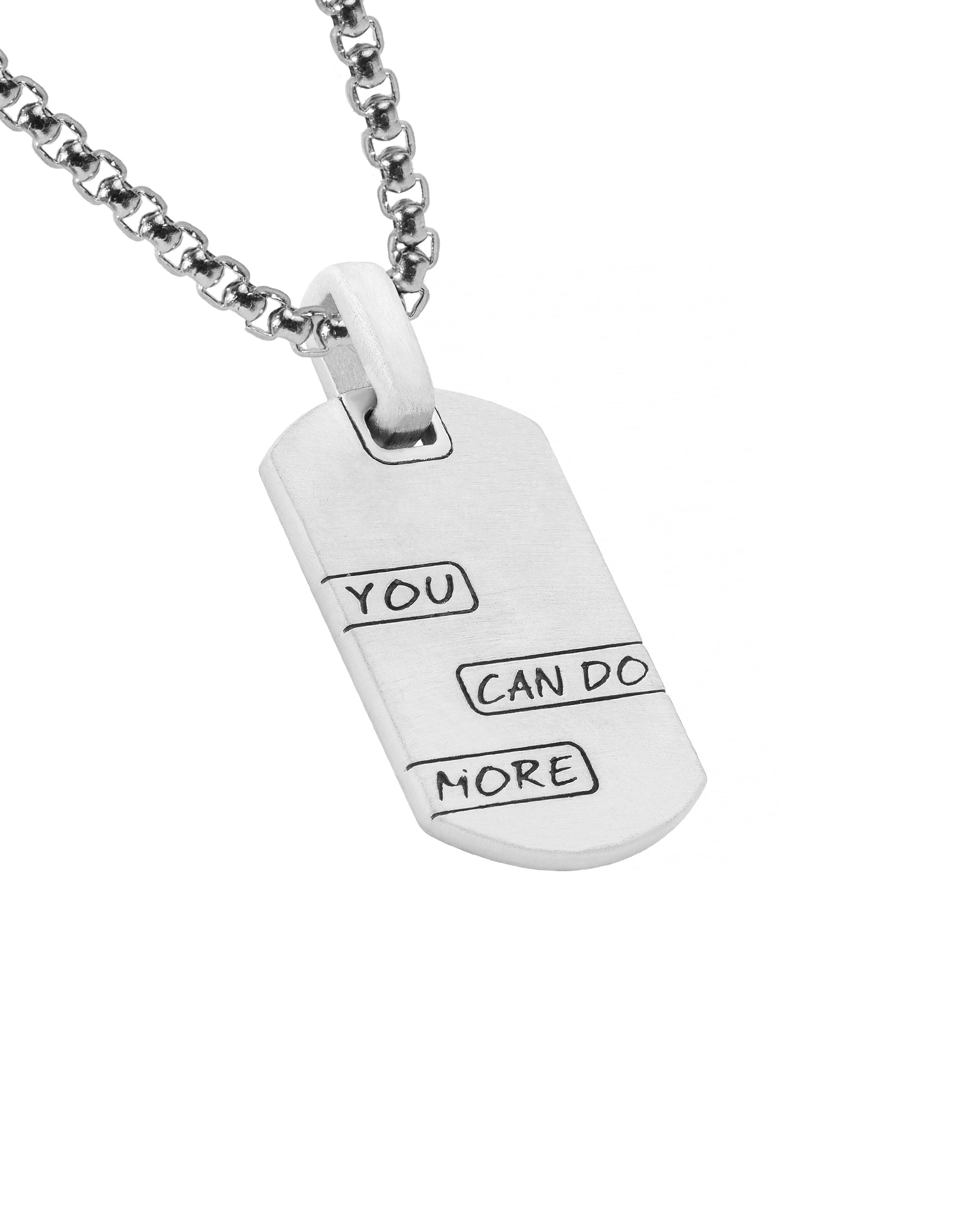Motivational Dog Tag Pendant Silver You Can Do More