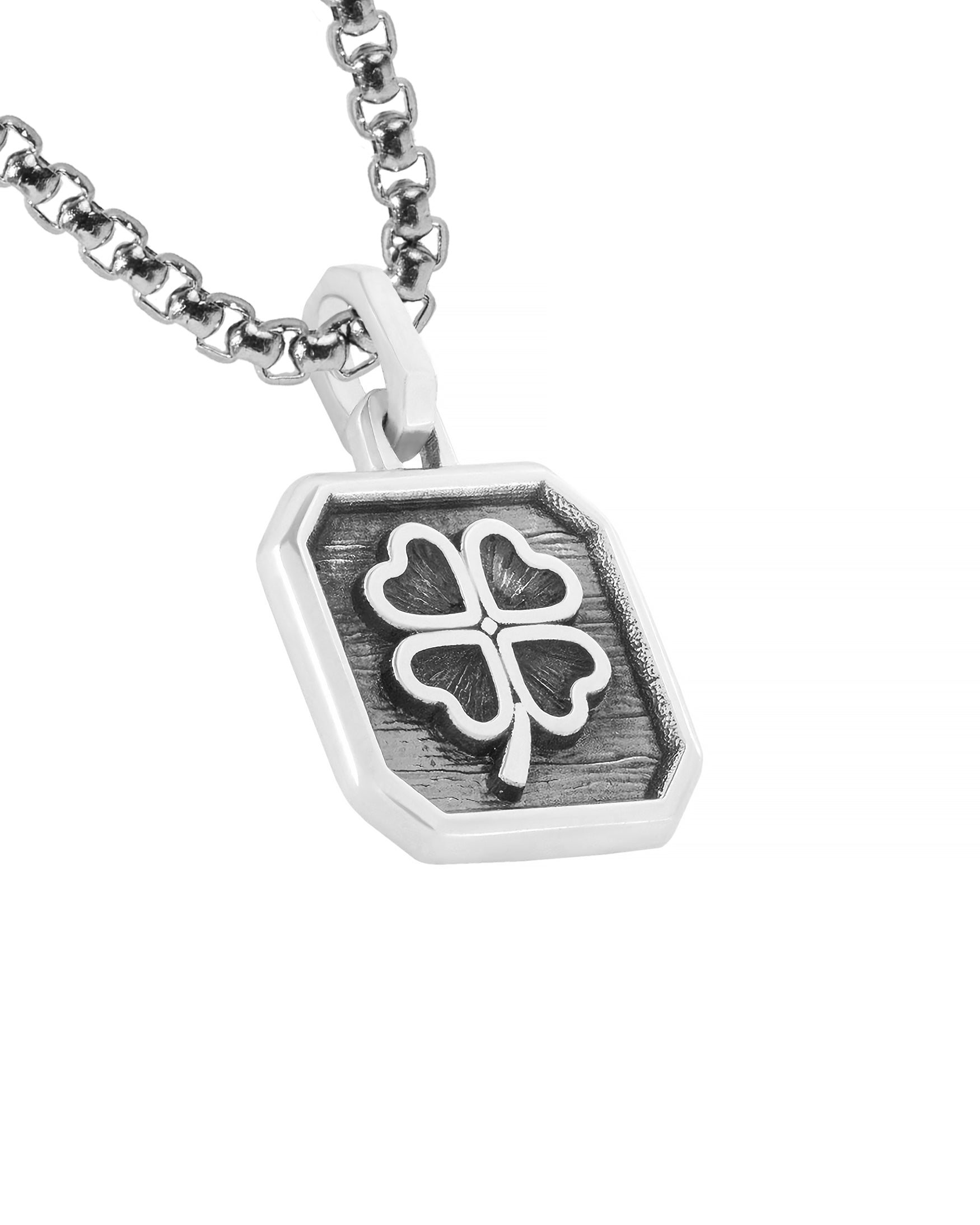 Outlined Clover Pendant Necklace Sterling Silver