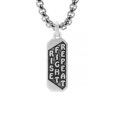 Men's Mantra Ingot Necklace Motivational Amulet Silver