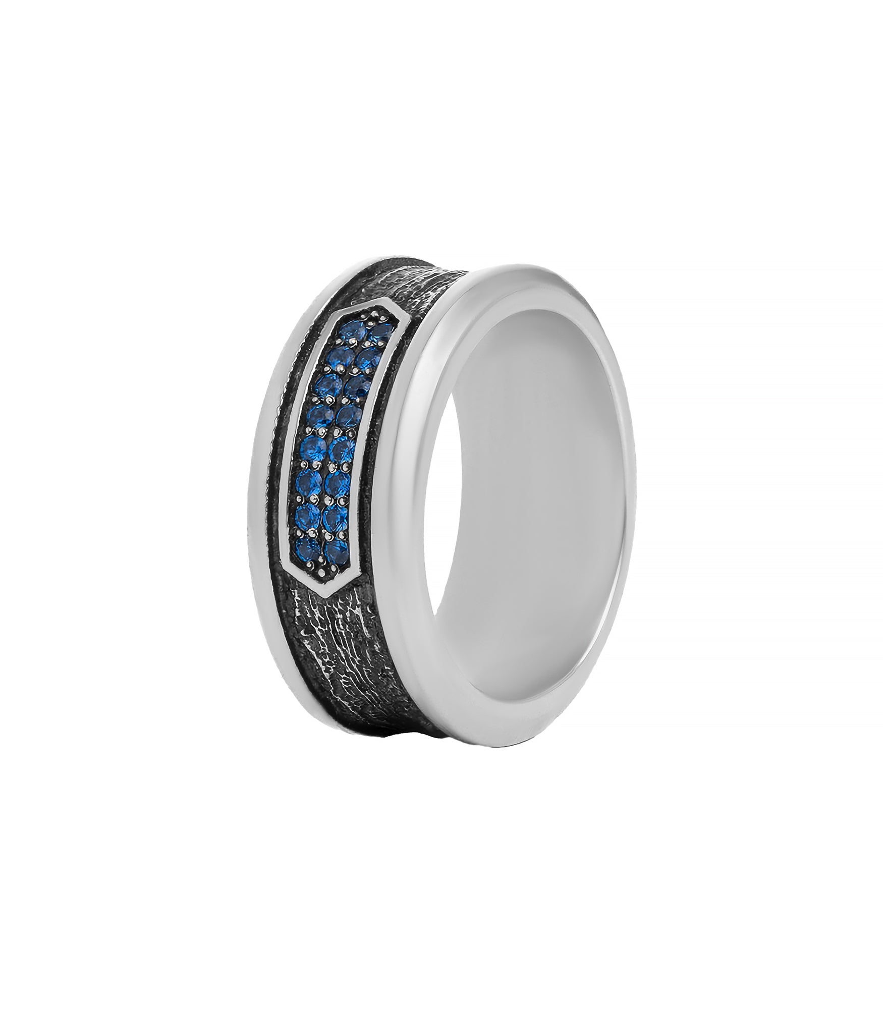 Engagement Ring for Men Blues Stones Oxidized Silver