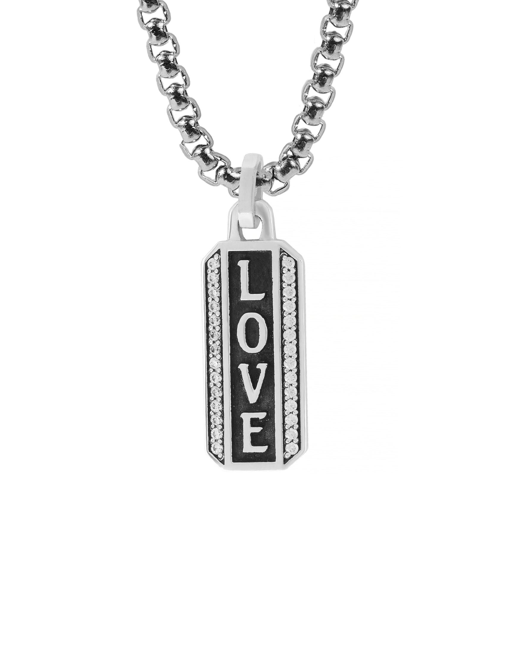 LOVE Promise Necklace with Diamonds CZ Sterling Silver