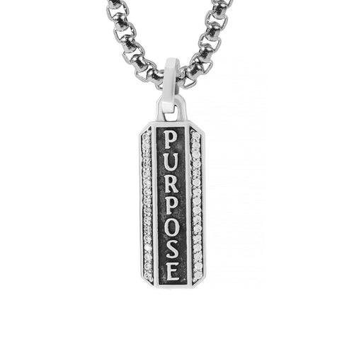 PURPOSE Silver Necklace Motivational Message & Diamonds