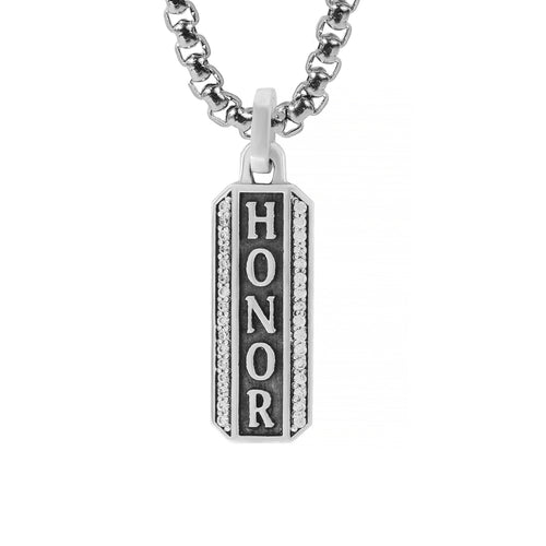 HONOR Word Necklace with Diamonds CZ Sterling Silver