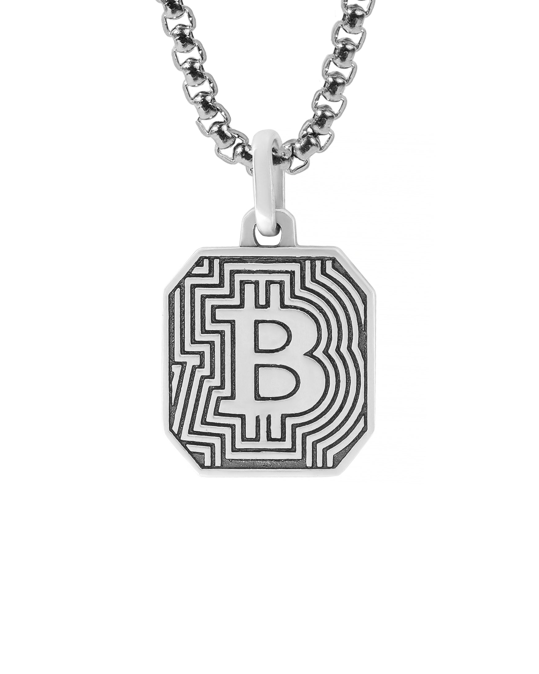 Bitcoin Necklace Pendant For Men Sterling Silver