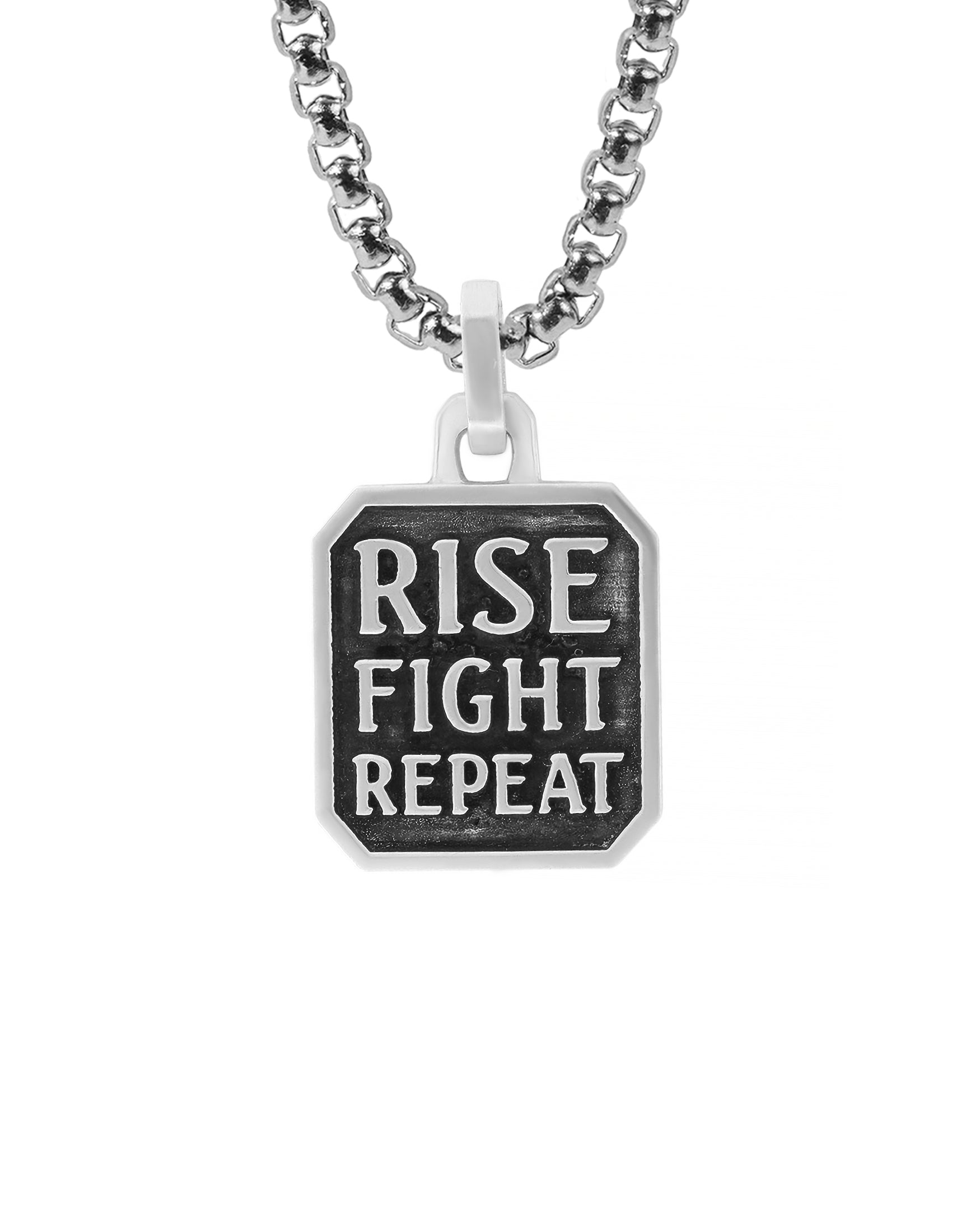 Men's Mantra Necklace Motivational Amulet Fine Silver