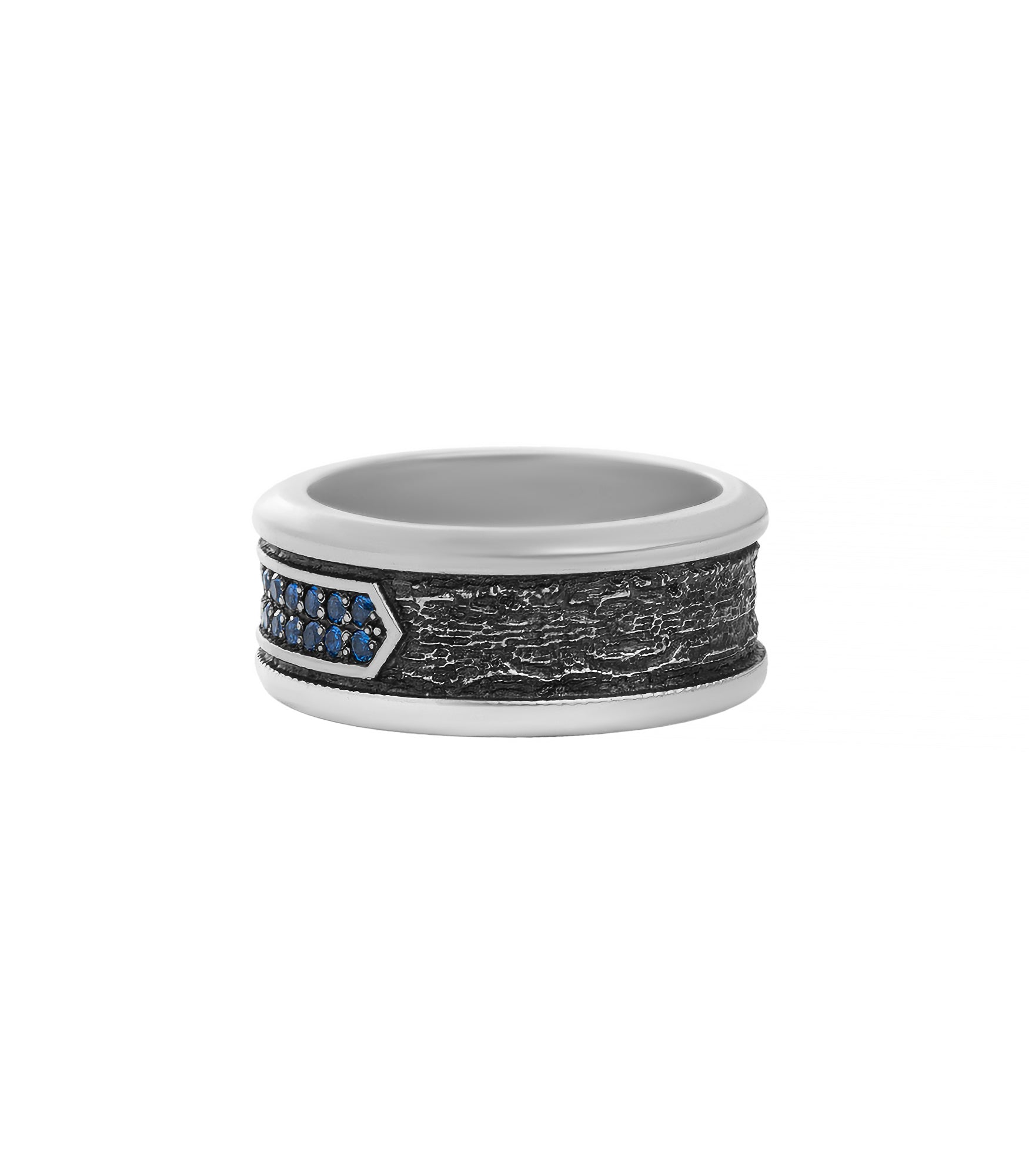 Engagement Ring for Men Blues Stones Oxidized Silver