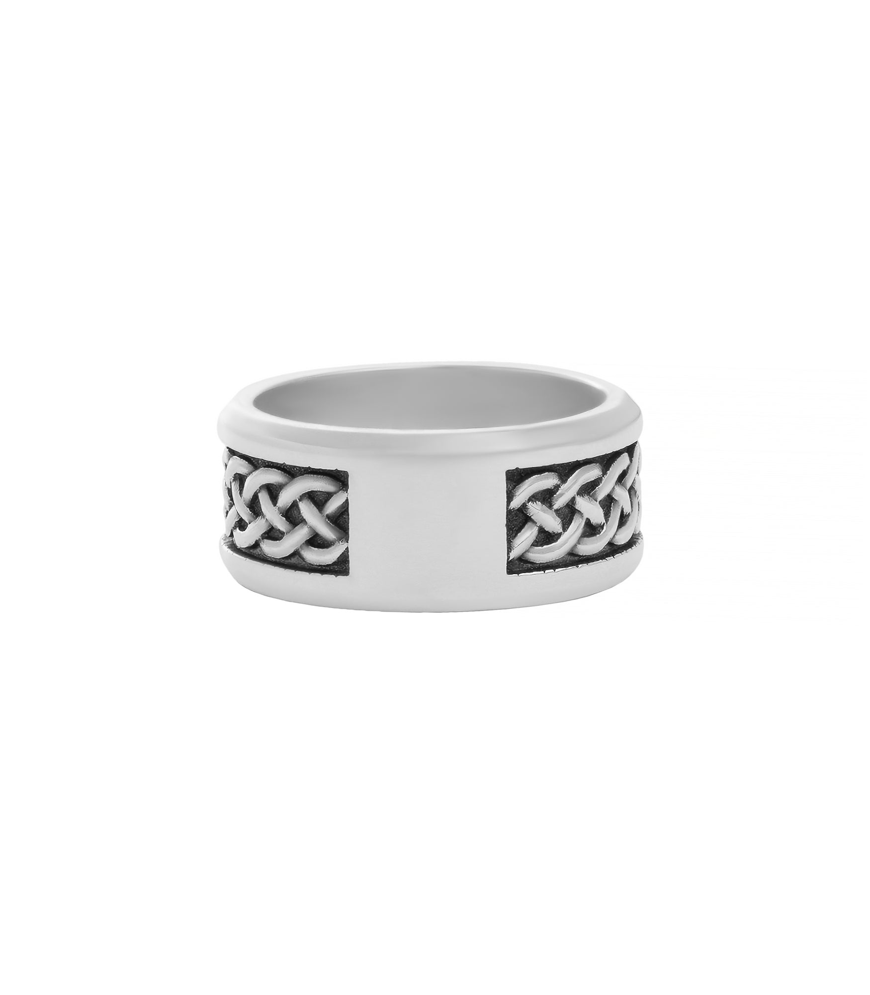 Wide Celtic Wedding Ring Irish Knots Oxidized Surface