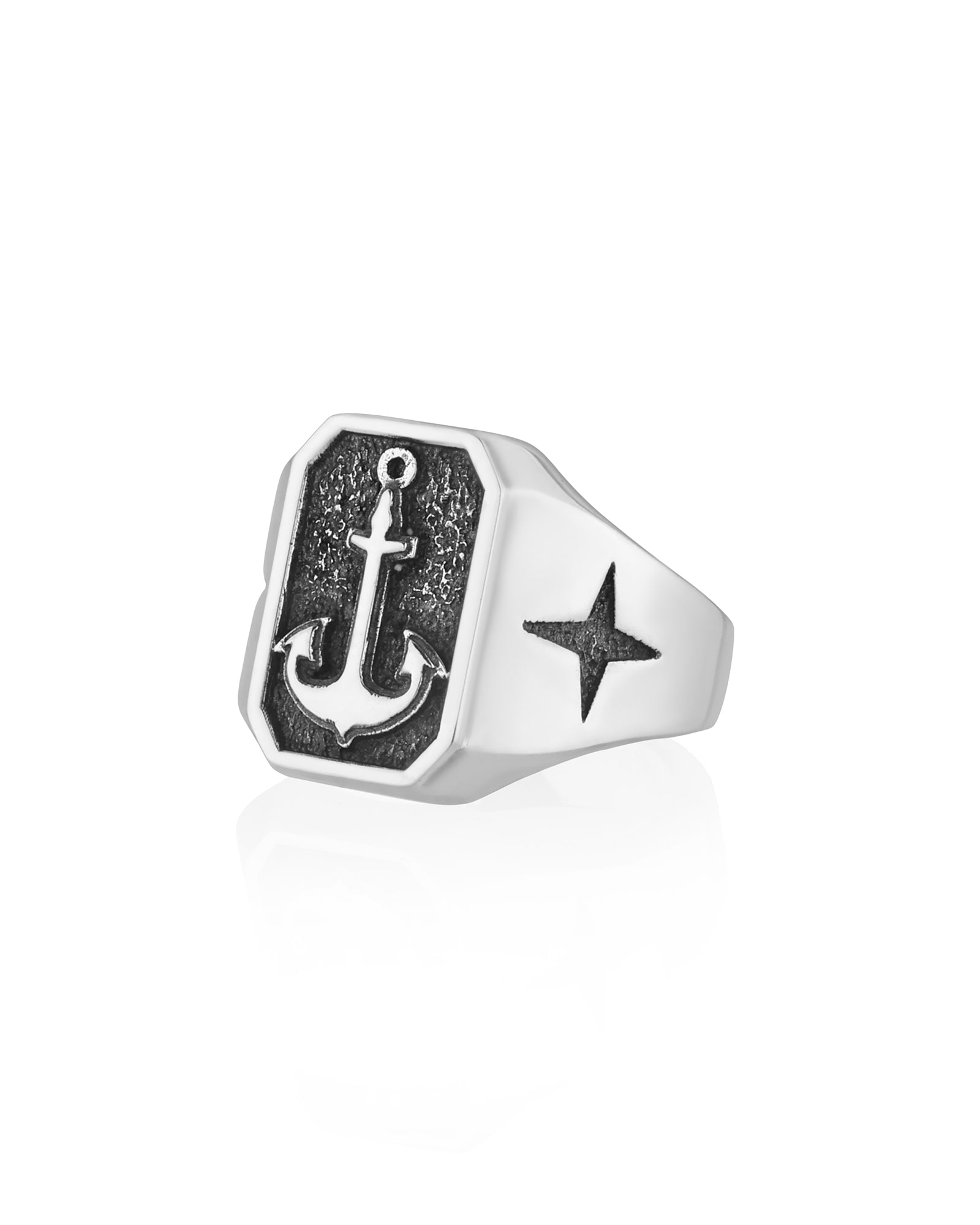 Anchor Signet Ring Silver Nautical Gift for Men