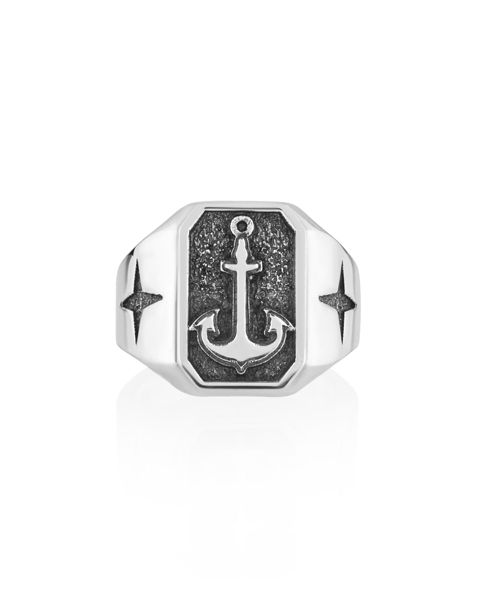 Anchor Signet Ring Silver Nautical Gift for Men