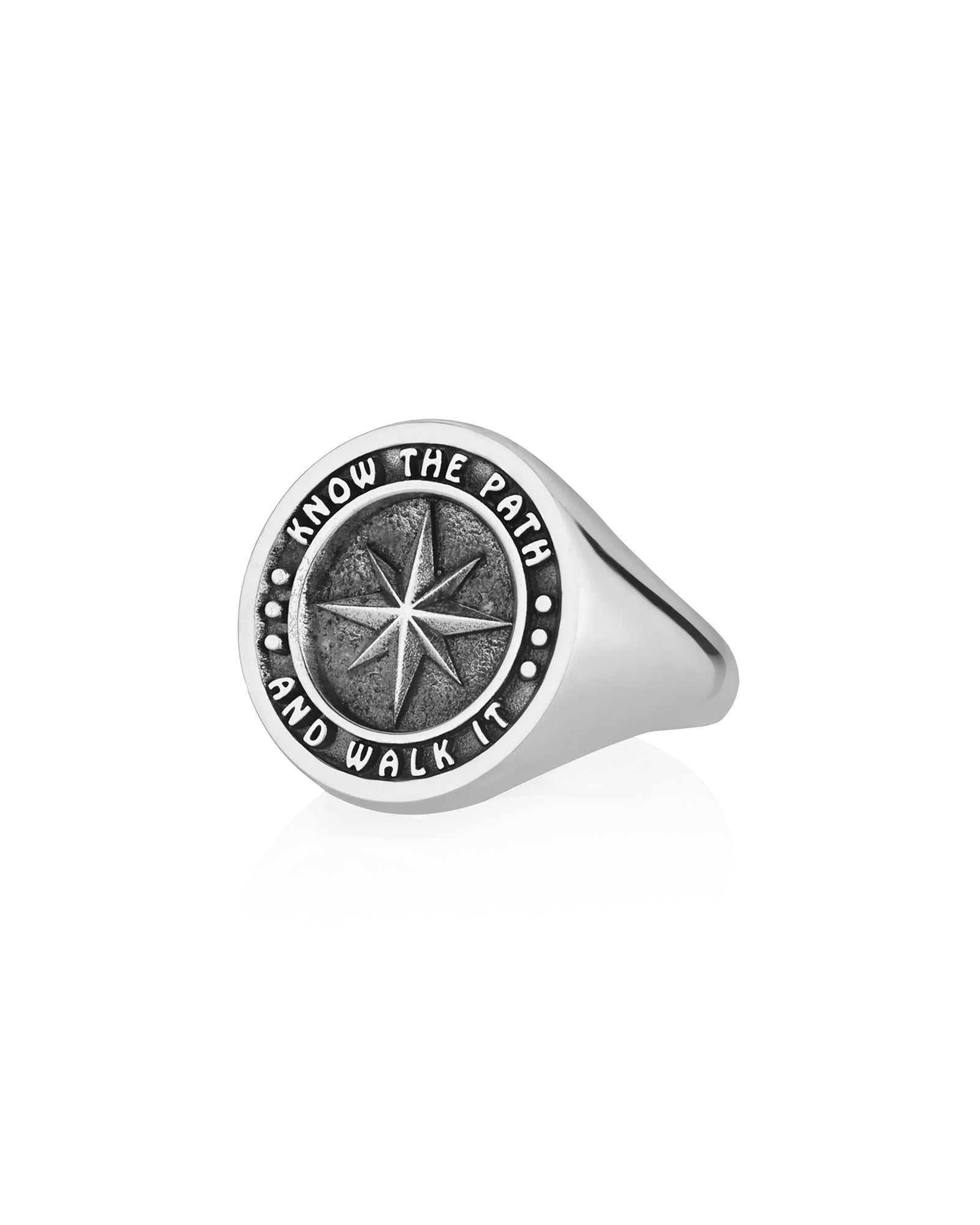 Motivational Signet Ring Star and Message Solid Silver