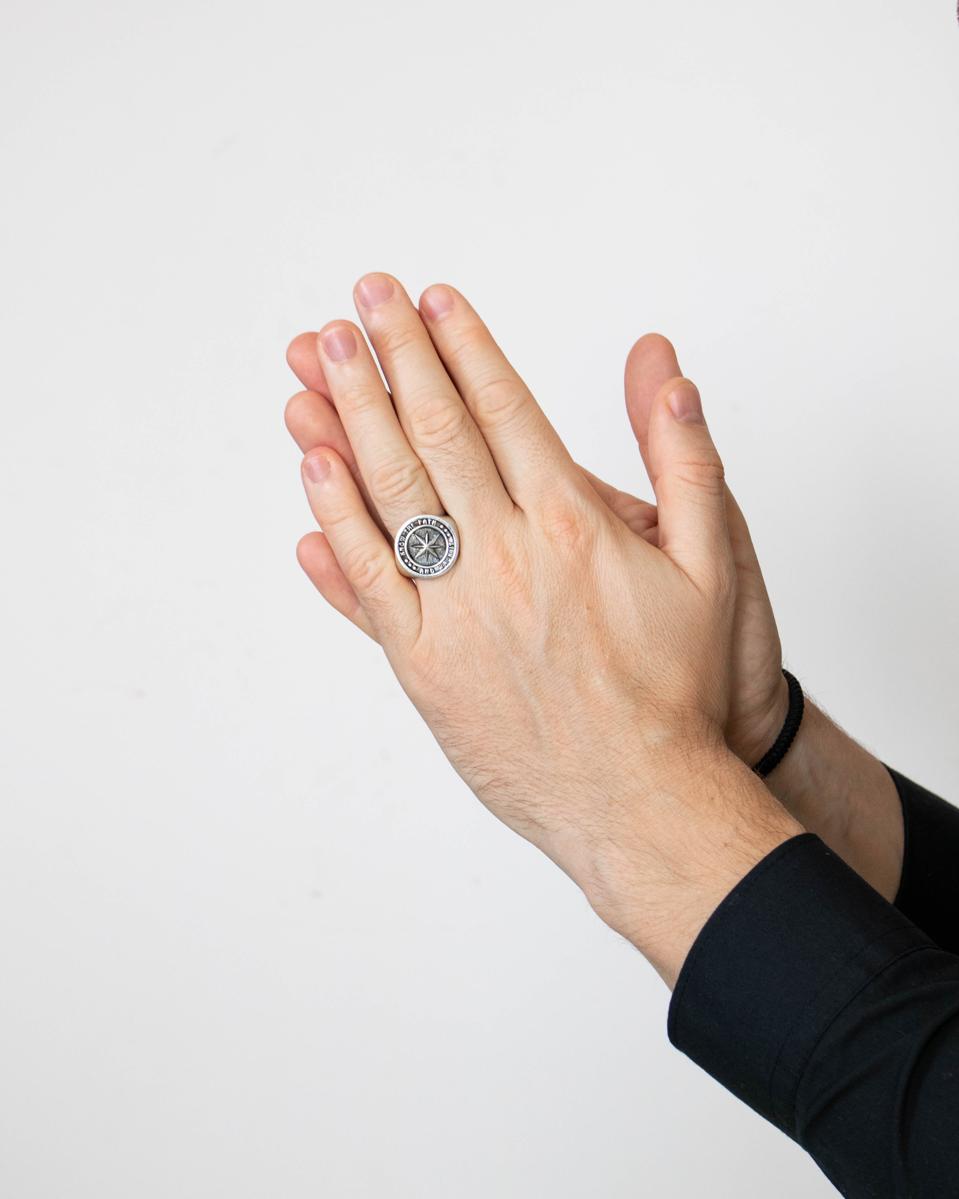 Motivational Signet Ring Star and Message Solid Silver