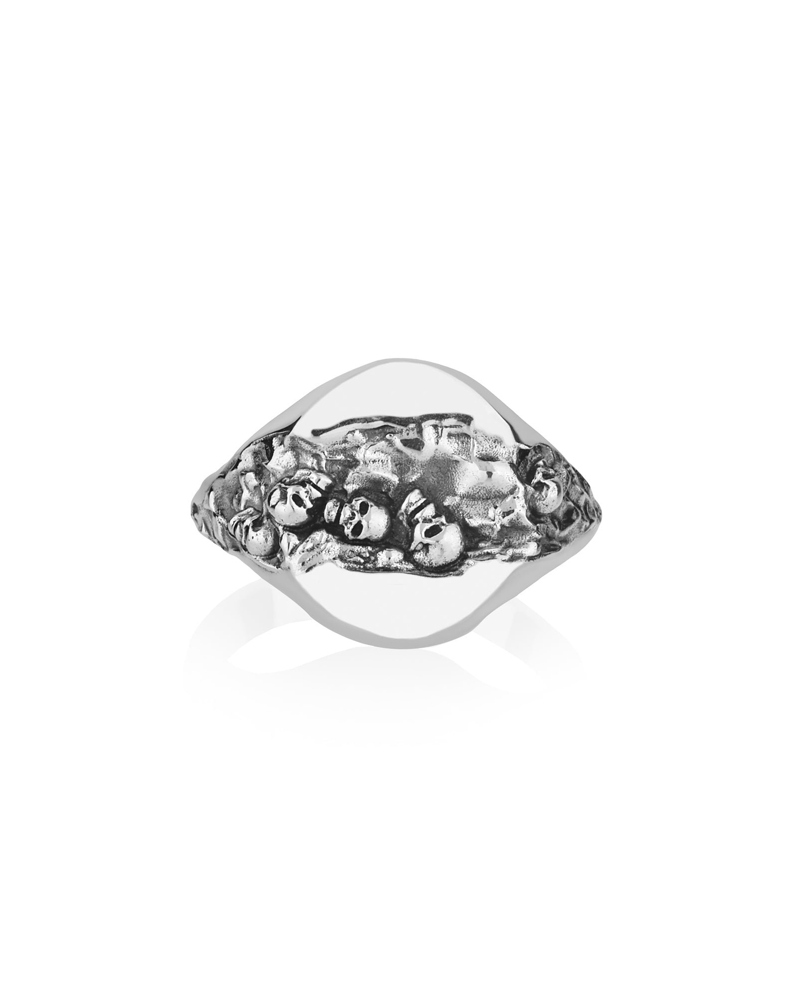 Skulls Signet Ring Unique Molten Texture Grunge Themed