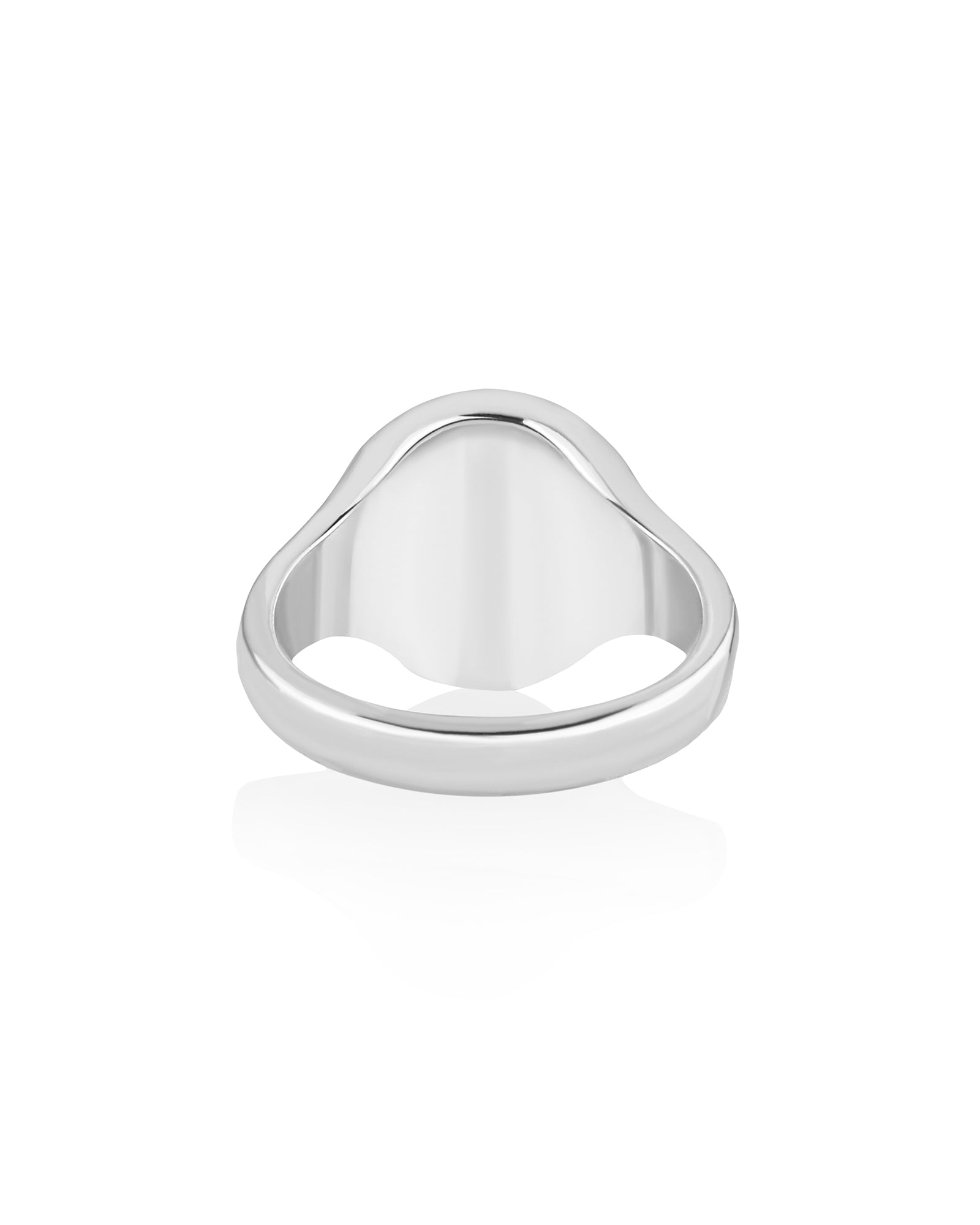 Howling Wolf and Moon Ring Men's Round Signet Silver