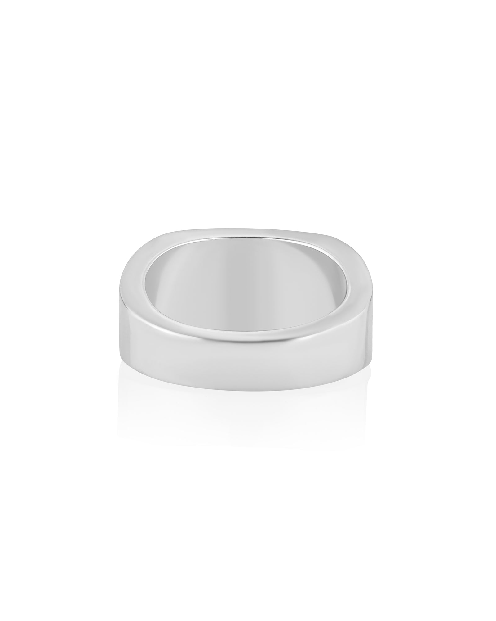 Brutal Structured Signet Ring Silver with Hammered Inset