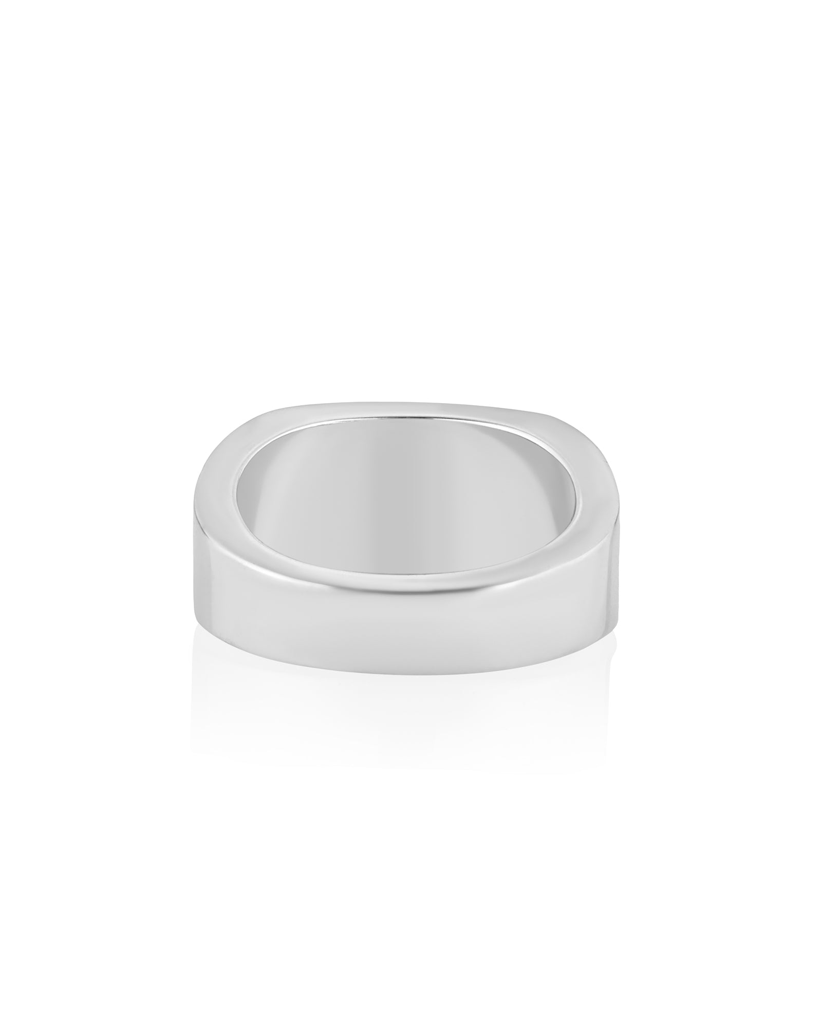 Rectangle Silver Signet Ring with Rough Oxidized Grooves