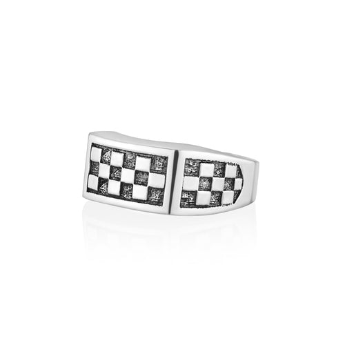 Chess Ring Sterling Silver Signet Mid Century inspired