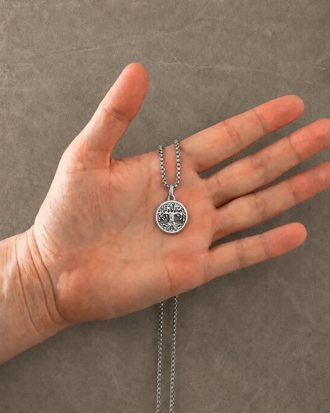 Engraved Family Tree Necklace Amulet Silver 925