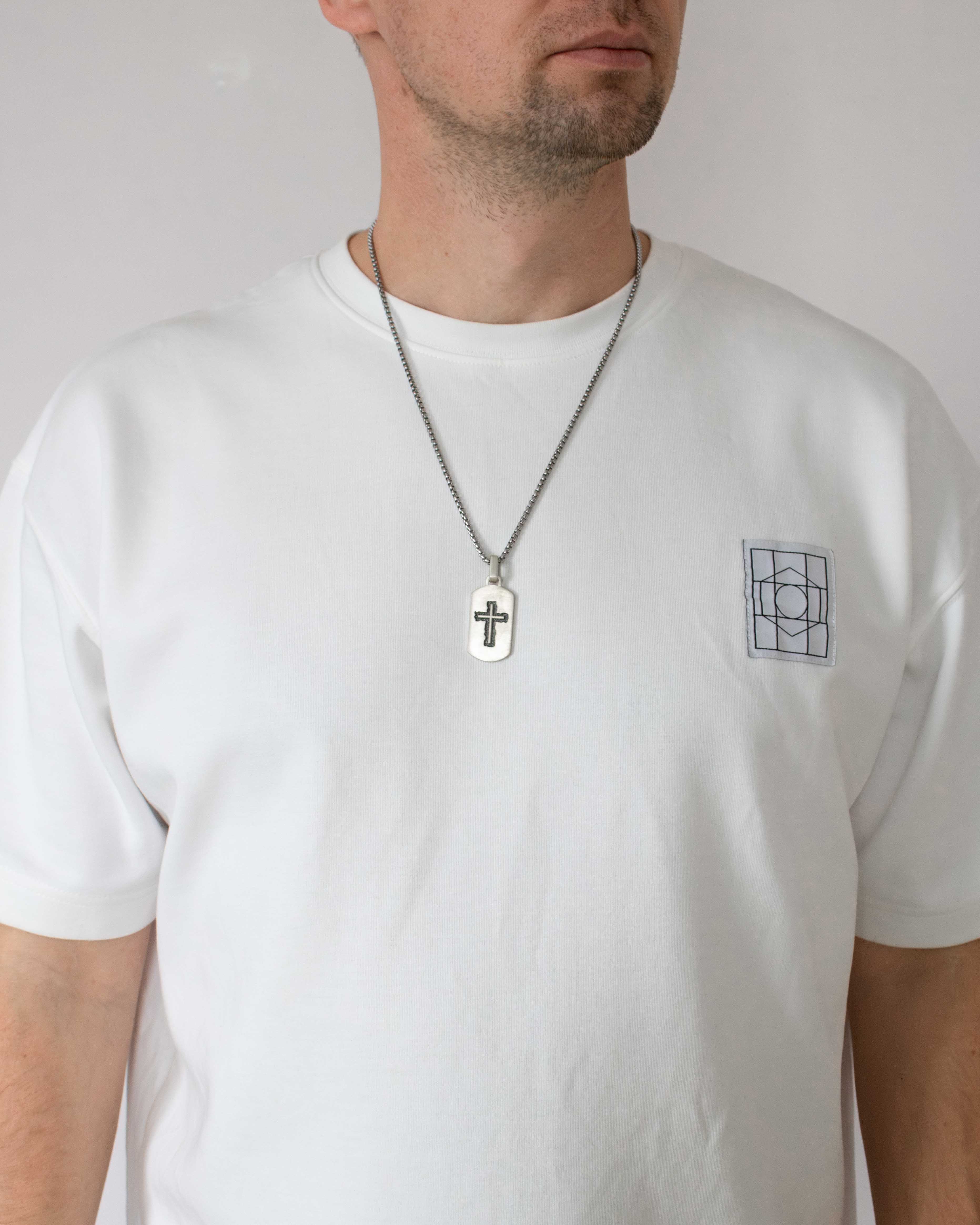 Handcrafted Cross Pendant Polished & Oxidized Silver