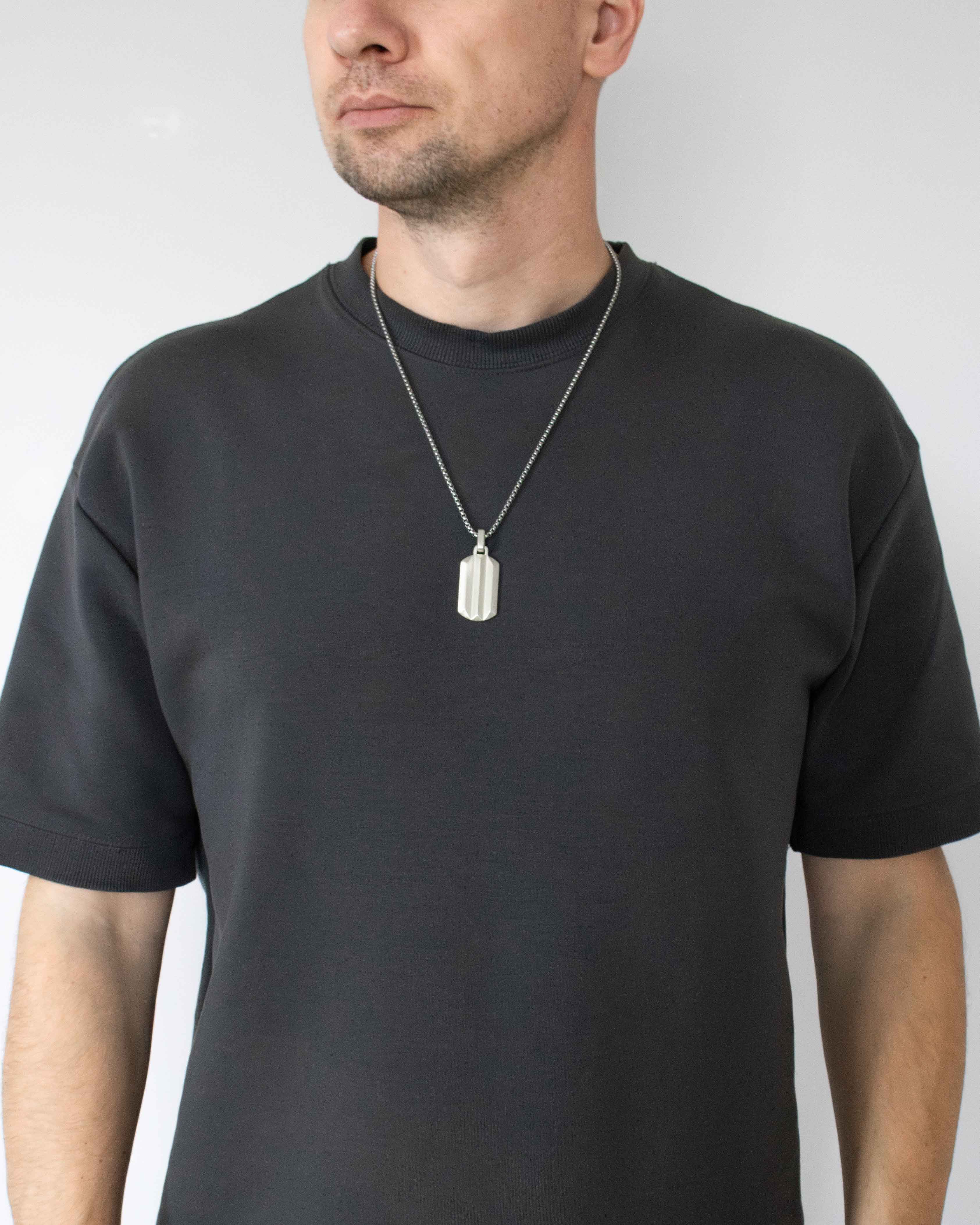Pyramid Dog Tag Pendant Silver Minimalist and Geometric