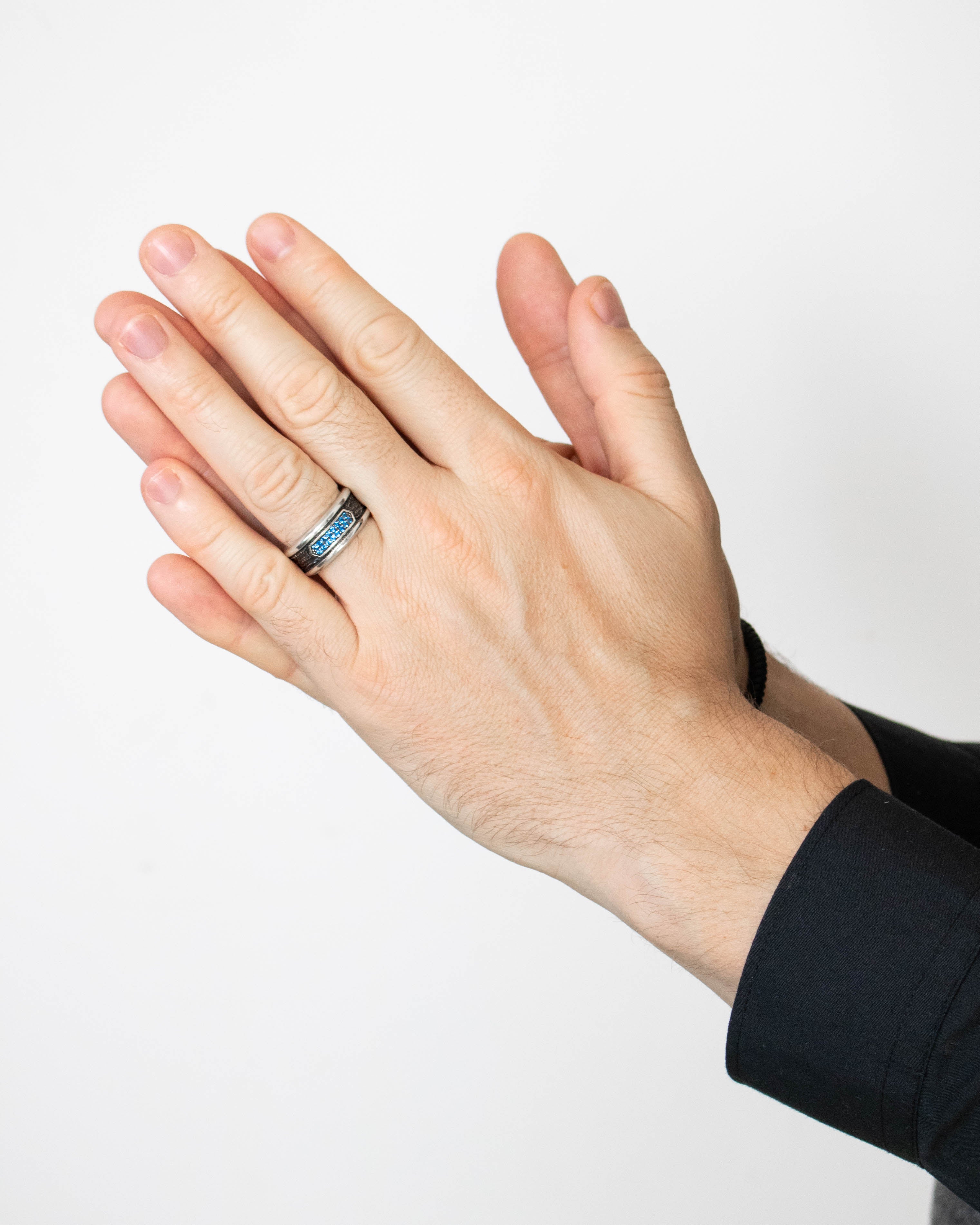 Engagement Ring for Men Blues Stones Oxidized Silver