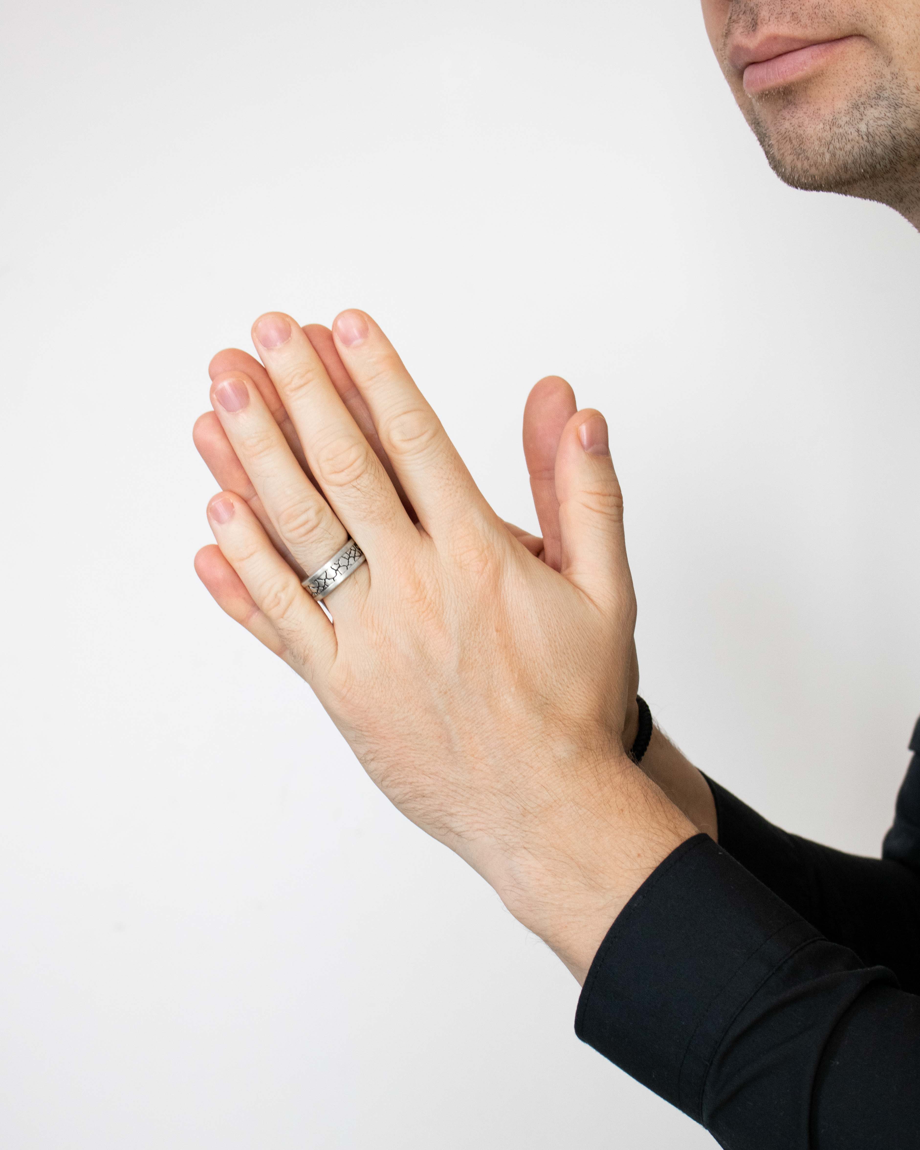 Cracked Silver Ring with Accented Edges Sterling Silver