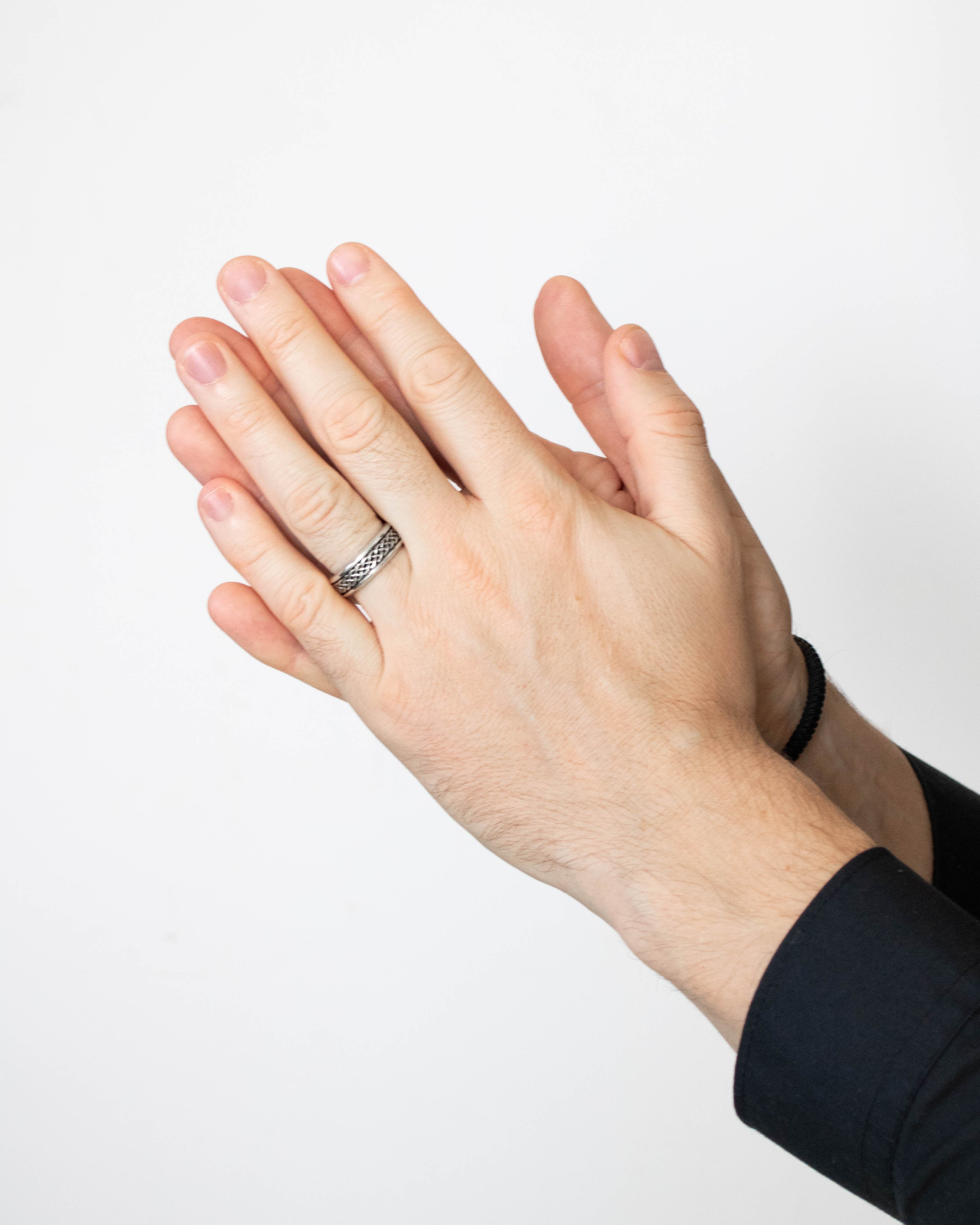 Mens Celtic Knot Ring Band Plain and Oxidized Silver