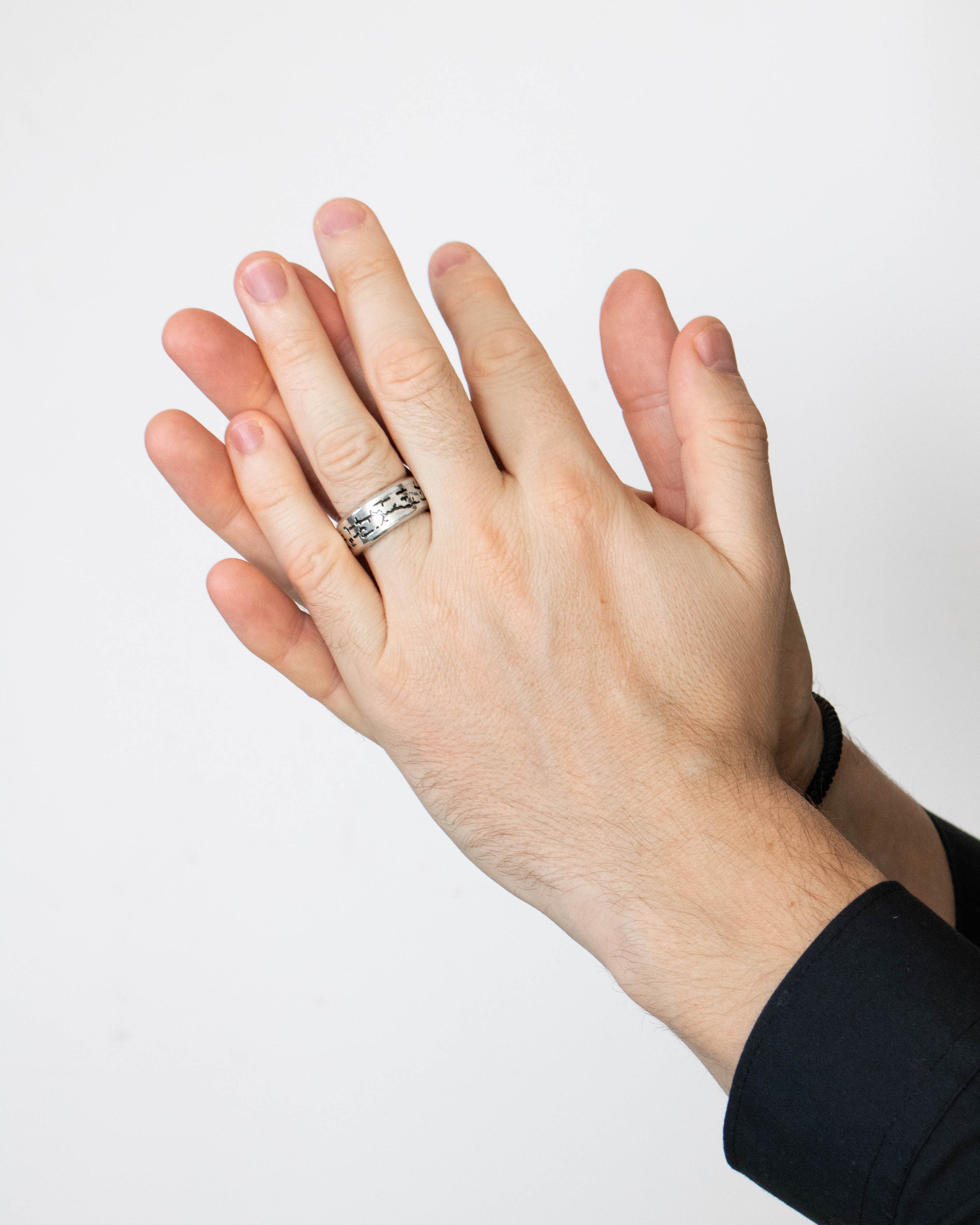 Mens Chunky Masculine Wedding Band Distressed Texture