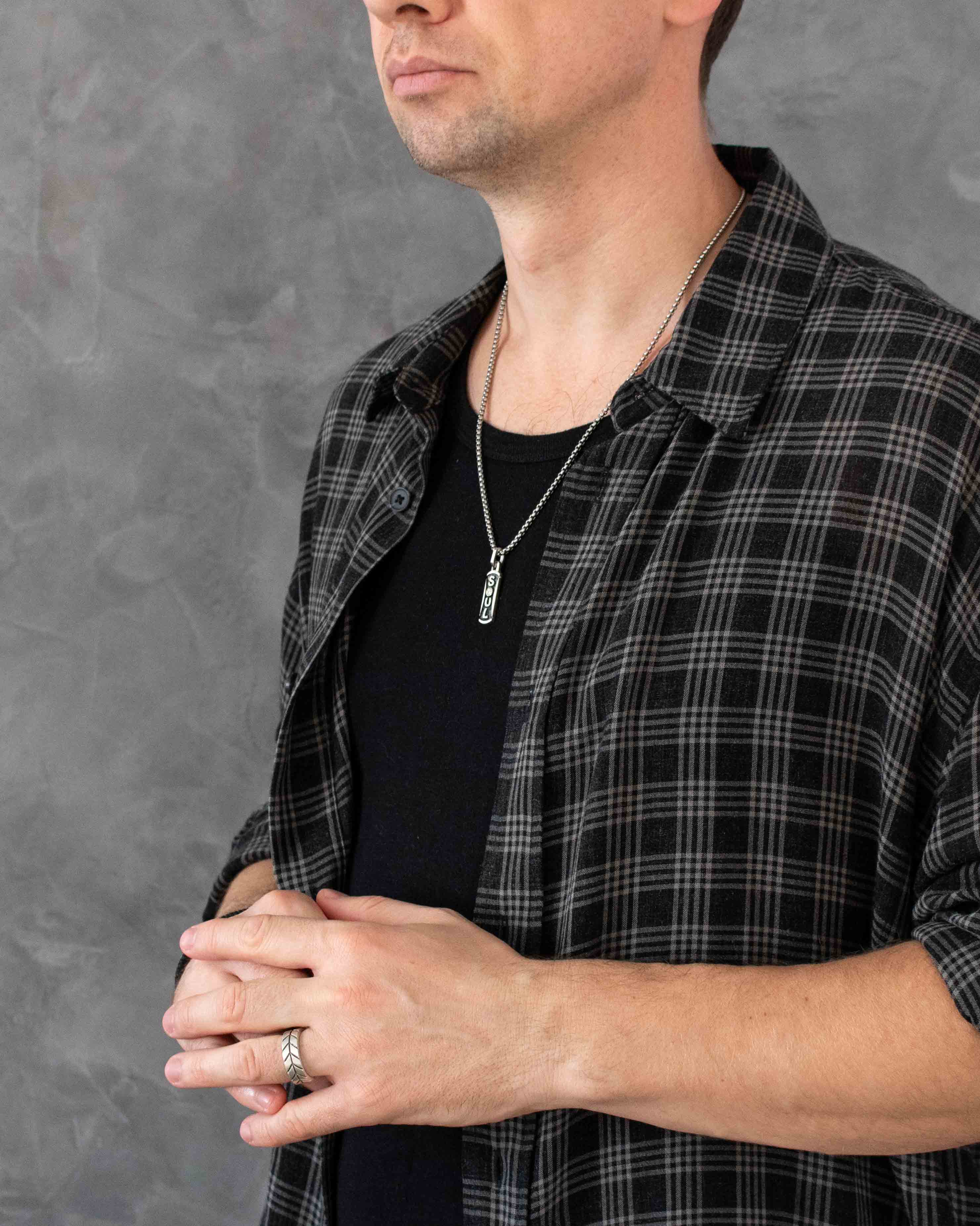 Engraved Word SOUL Small Necklace with Diamond CZ Silver