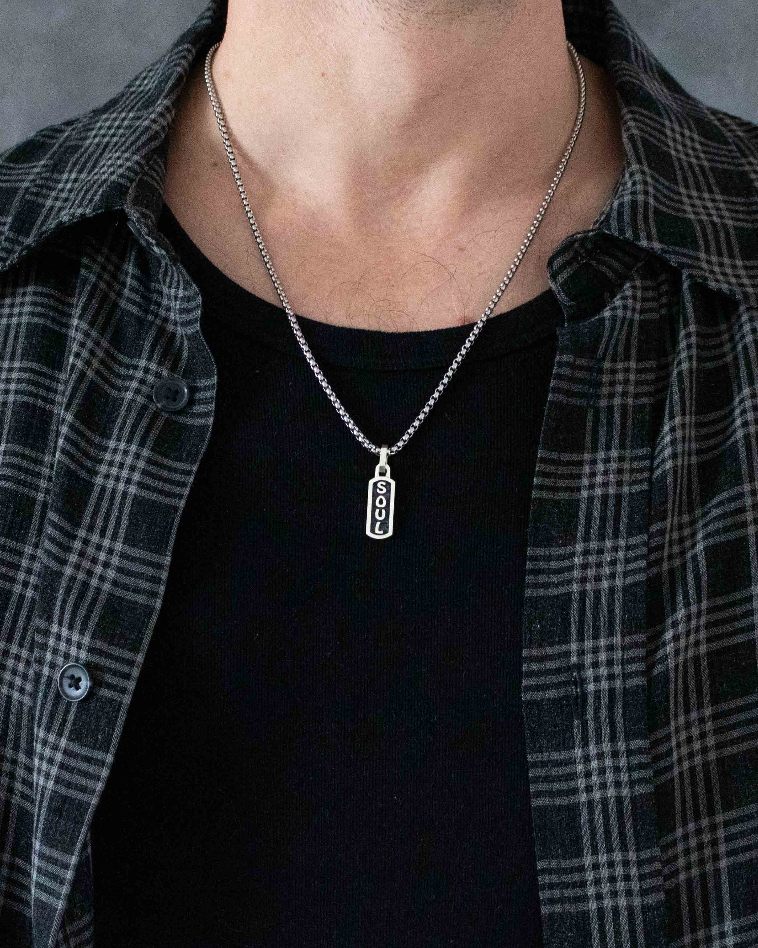 Small Talisman Necklace Pendant with Engraved Word SOUL