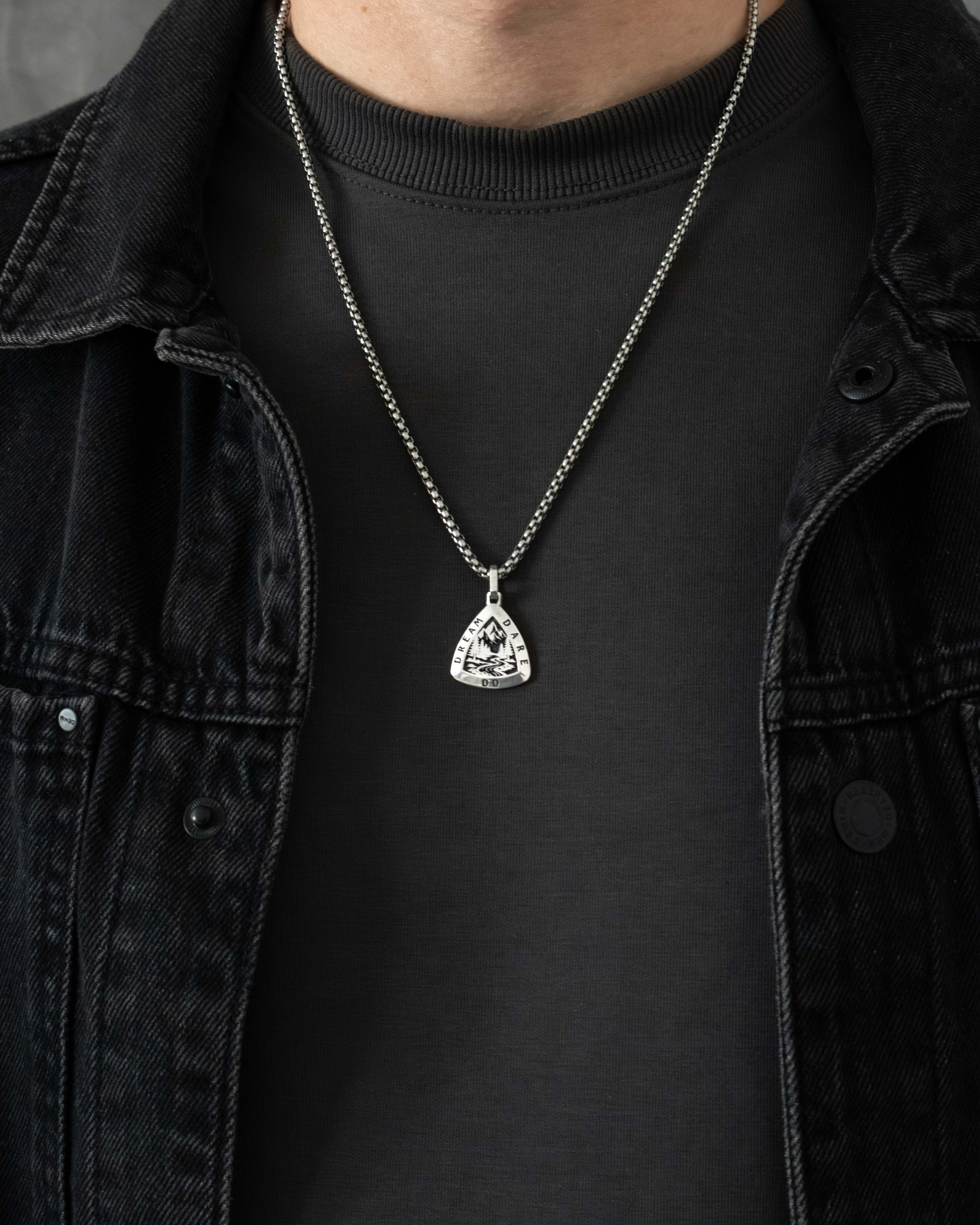 Mountains & Forest Motivational Necklace Dream Dare Do