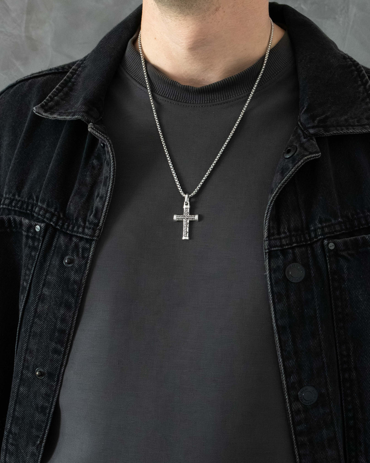 Brutal Braided Cross Pendant Bound Rope Design Silver